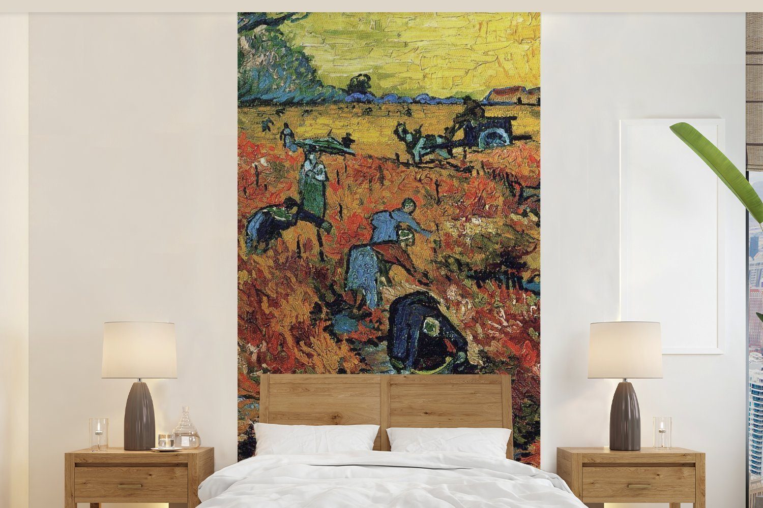 MuchoWow Fototapete Der rote Weinberg - Vincent van Gogh, Matt, bedruckt, (2 St), Vliestapete für Wohnzimmer Schlafzimmer Küche, Fototapete