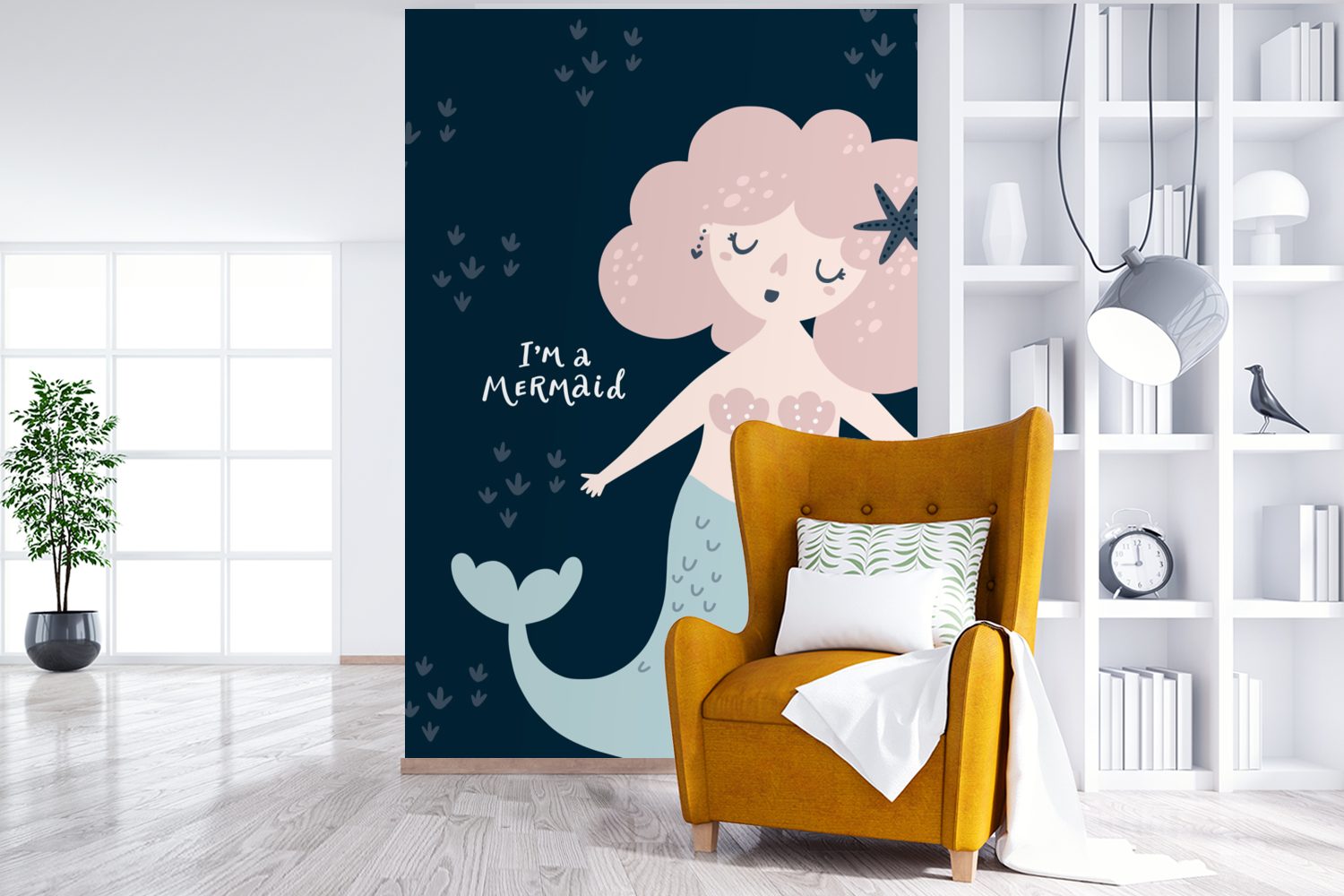 - Tapete Meerjungfrau - (3 Wohnzimmer, Montagefertig Wandtapete Zitat Matt, Mädchen - St), bedruckt, Baby, Kind Fototapete für MuchoWow Rosa Vinyl - -