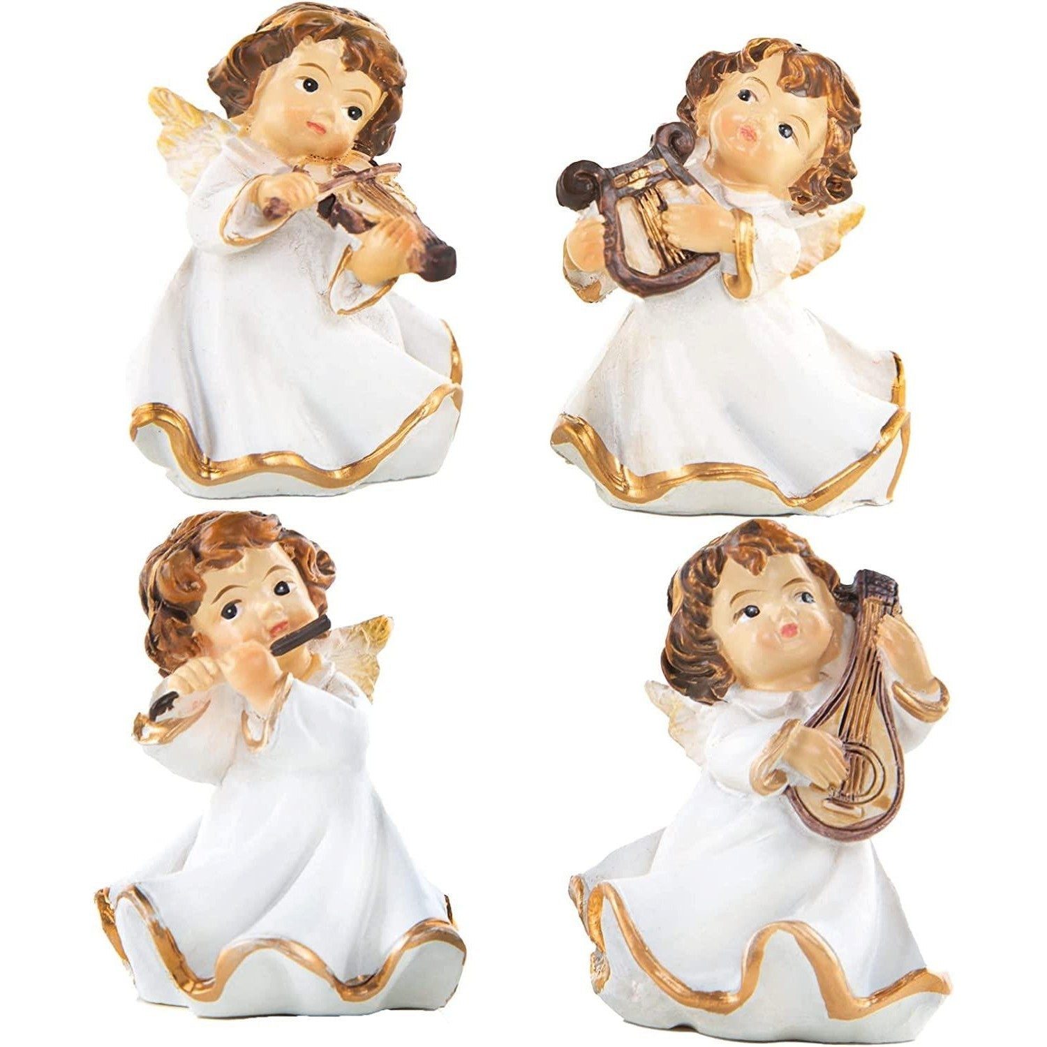 Logbuch-Verlag Dekofigur 4 Engel Figuren mit Instrumenten – Schutzengel Weihnachtsengel 5 cm