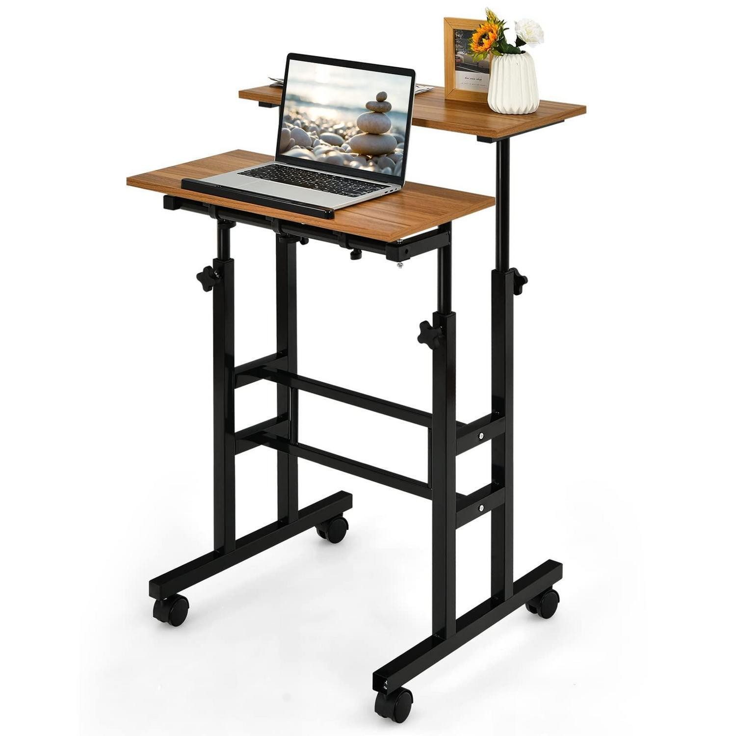 LuxusKollektion Stehtisch Laptoptisch höhenverstellbar mit Rollen Braun (1-St)
