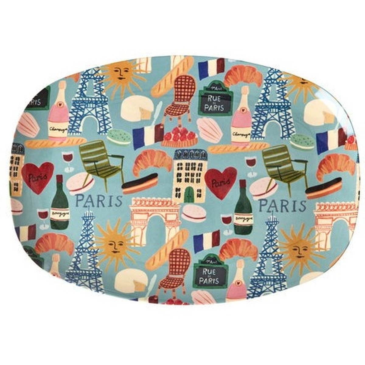 rice Speiseteller Teller oval Paris Mon Amour, 30x22 cm, Melamin BPA-frei