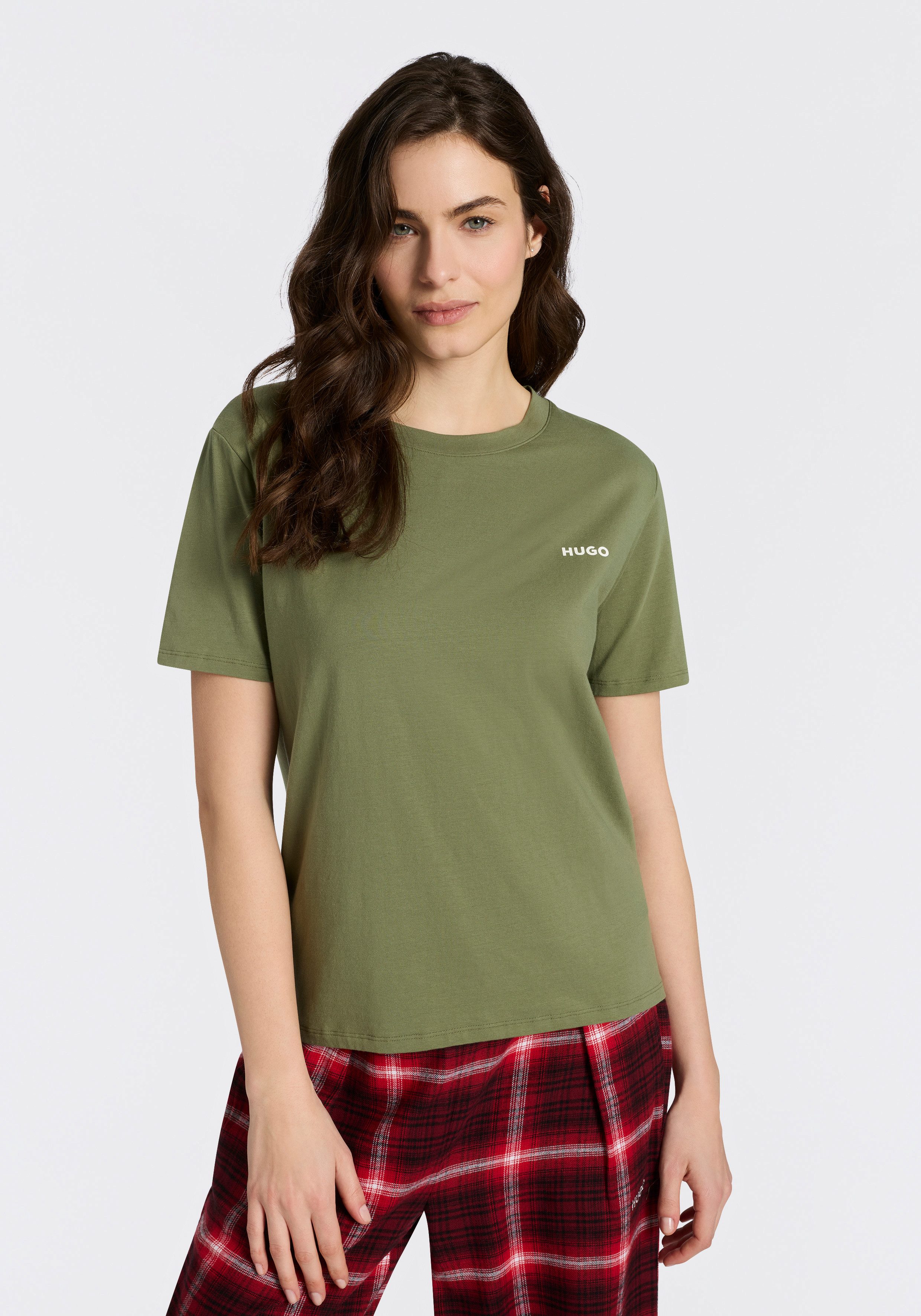 HUGO T-Shirt mit rundem Ausschnitt, regular fit, toniges Markenlogo günstig online kaufen