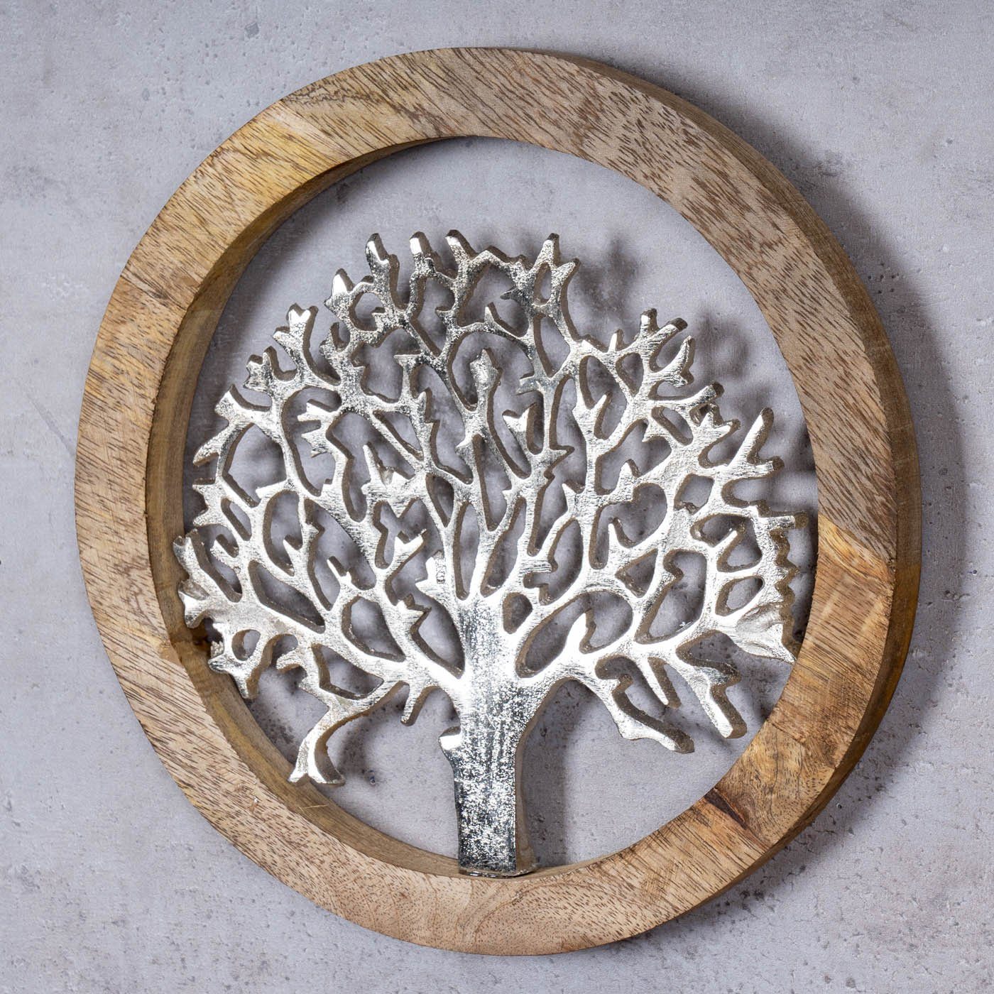 Levandeo® Dekoobjekt, Wandbild Ø25cm Lebensbaum Metall günstig online kaufen