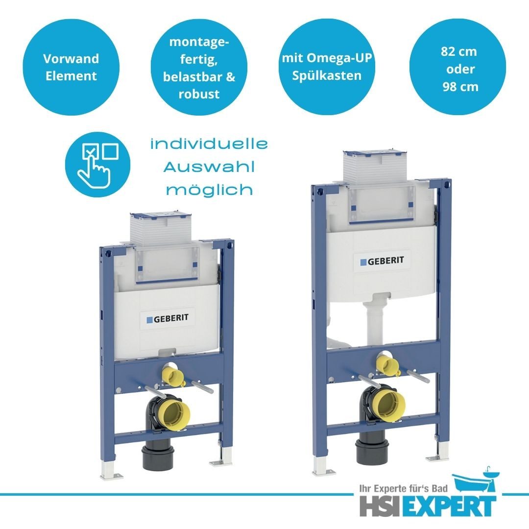 GEBERIT Vorwandelement WC Geberit Spülkasten 82 oder 98 cm Grohe WC randlos, Spar-Set