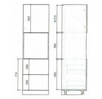 Feldmann-Wohnen Backofenumbauschrank Pescara (Pescara, 1-St) 60cm Front- & Korpusfarbe wählbar 1-türig 2 Schubladen (Teilauszug)