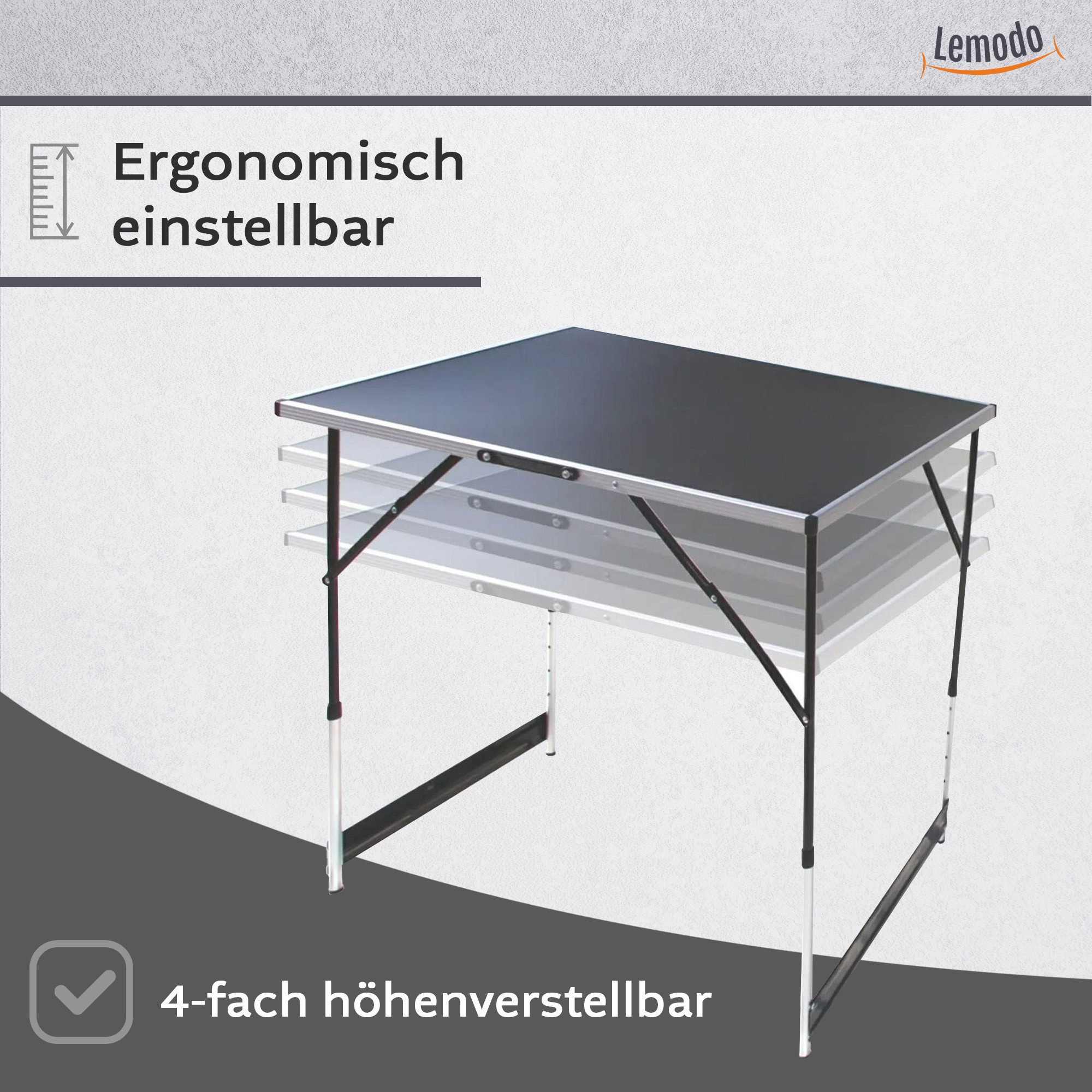 Lemodo Arbeitstisch Mehrzwecktisch 3-teilig, höhenverstellbar, 3-teilig, höhenverstellbar, bis 30kg belastbar, klappbar