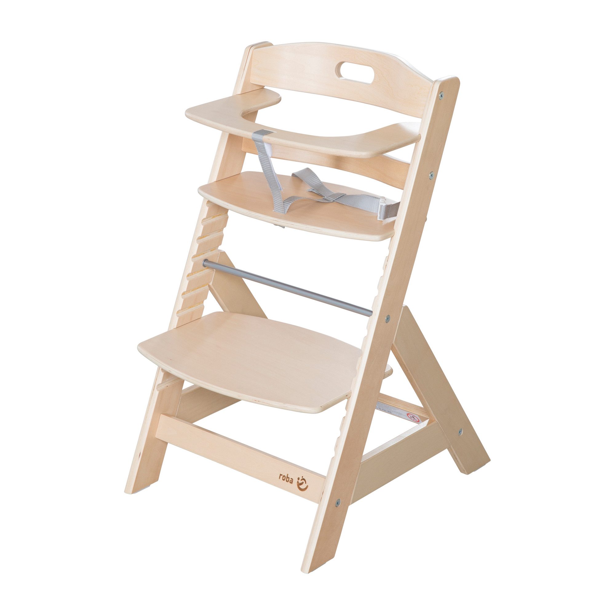 roba® Hochstuhl Liv Up - mitwachsender Treppenhochstuhl - bis 70kg belastbar, höhenverstellbar & nachhaltig - aus FSC-zertifiziertem Holz - Natur