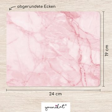 Platzset, Mauspad mit Motiv Marmor Look rosa - 24 x 19 cm abwischbare Oberfläch, younikat