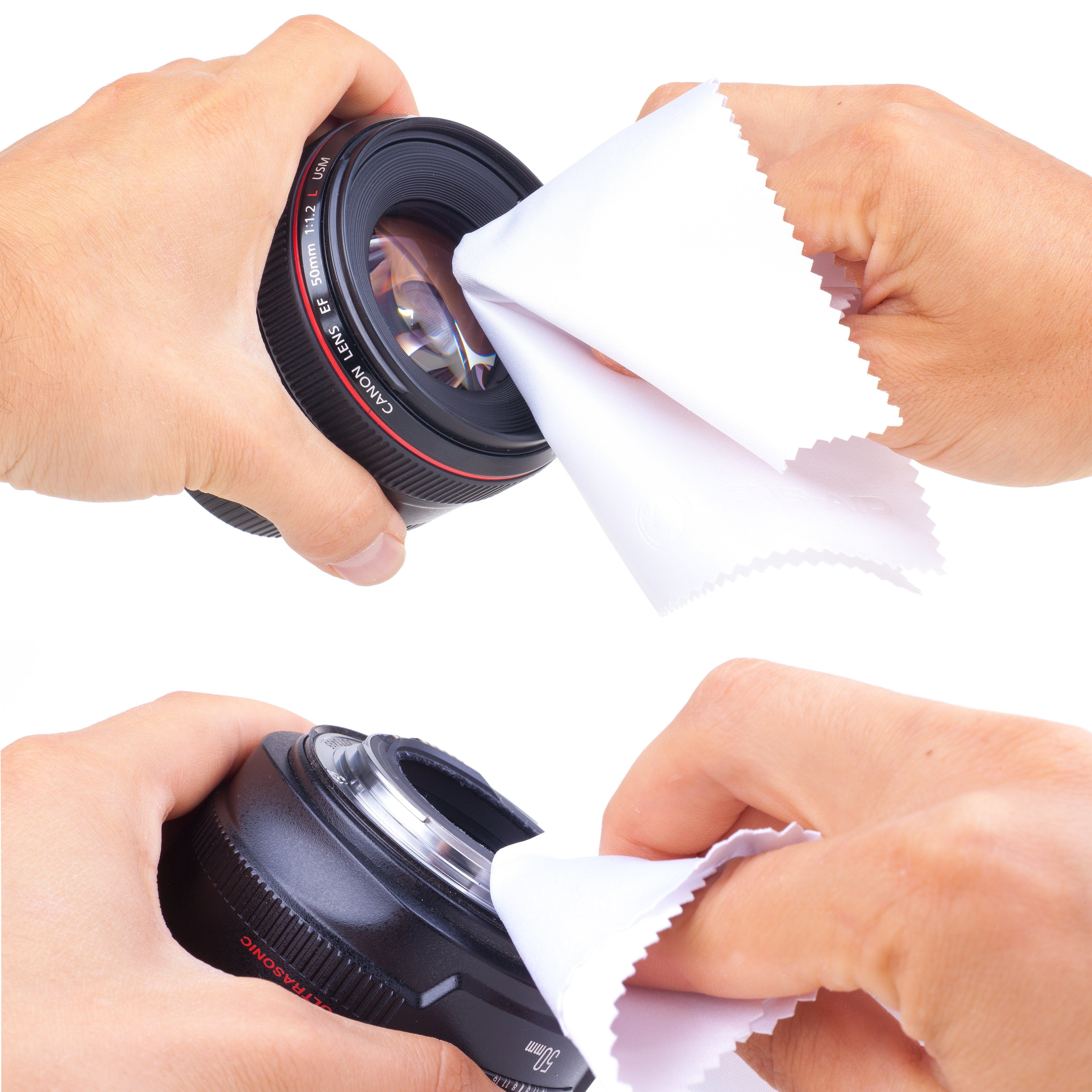 Brillen-Putztuchim für Filter, Kamera Objektiv, als Aufbewahrungsbeutel: oder praktischem Kamerazubehör-Set Smartphone Mikrofasertuch Mikrofaser-Reinigungstücher special in 5er Set Lens-Aid 10er Set edition. und Display,