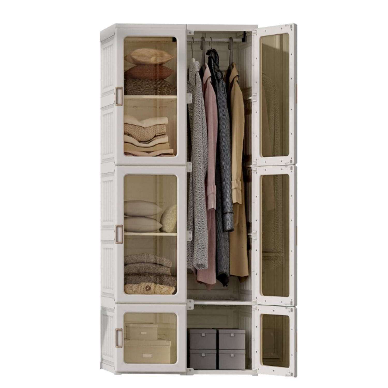 LuxusKollektion Kleiderschrank Faltbarer Kleiderschrank weiß 6 Türen (1-St)