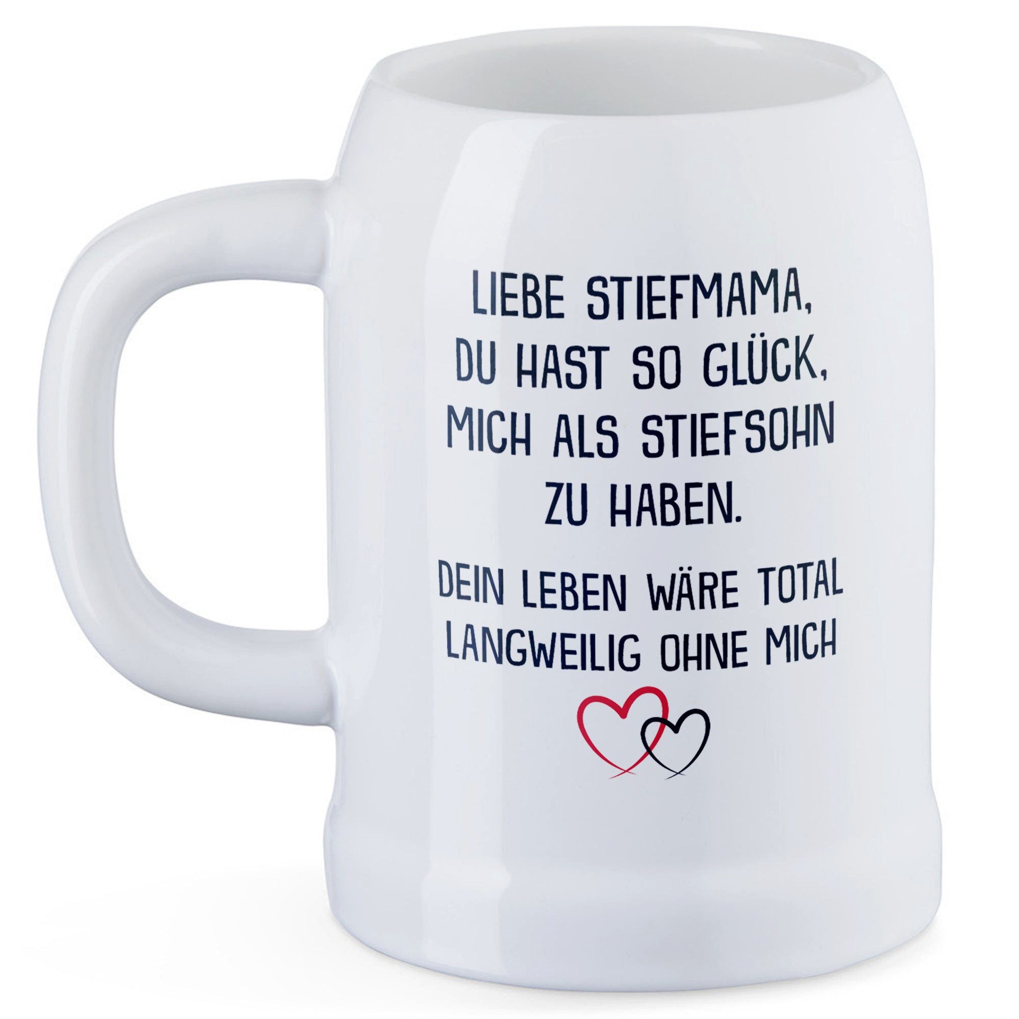22Feels Bierkrug Stiefmutter Geschenk v. Stiefsohn Muttertag Bonus Mama, Keramik, IN DEUTSCHLAND BEDRUCKT, Spülmaschinenfest