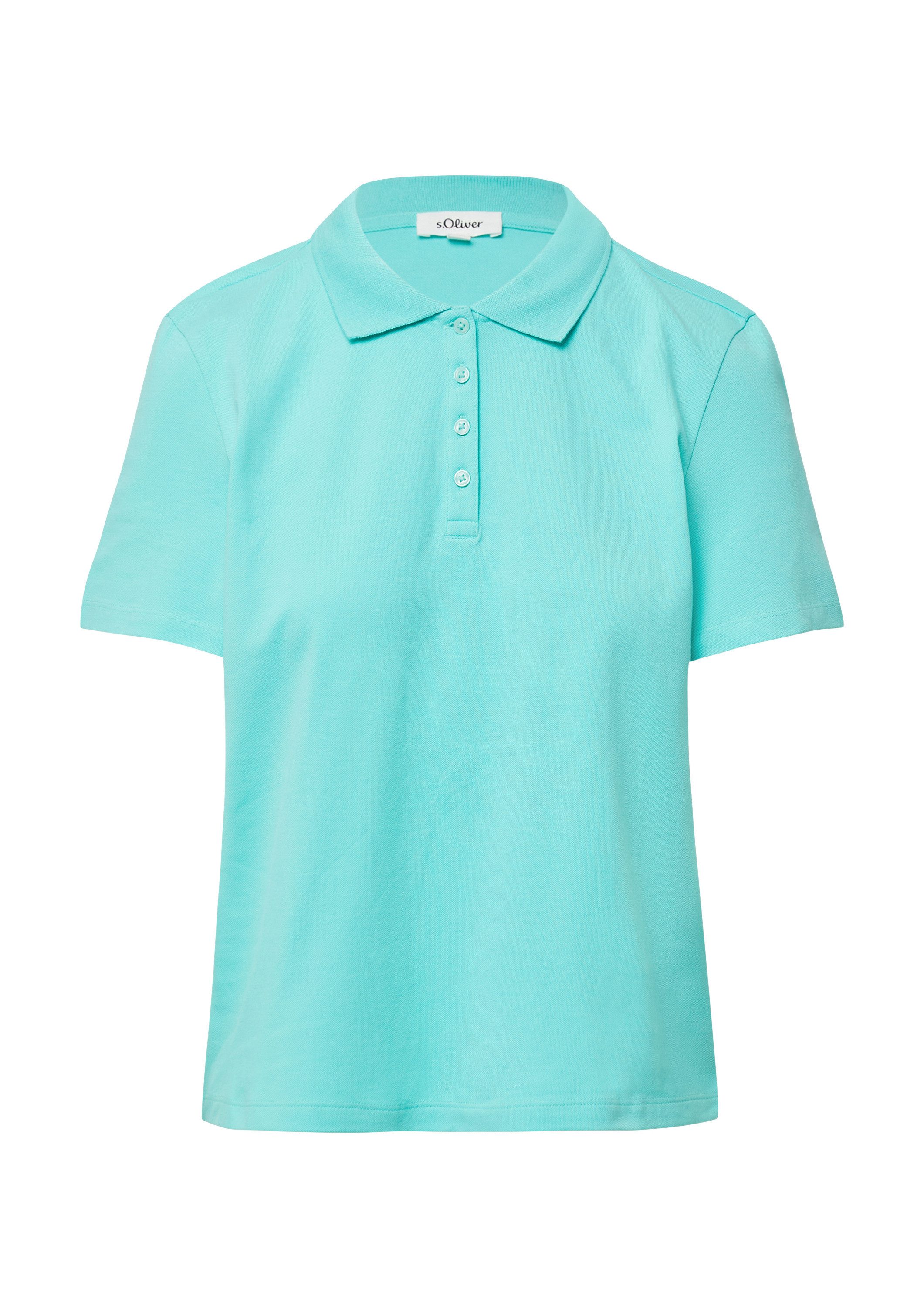 s.Oliver Kurzarmshirt Polo-Shirt Verkürztes Poloshirt aus Baumwollpiqué günstig online kaufen