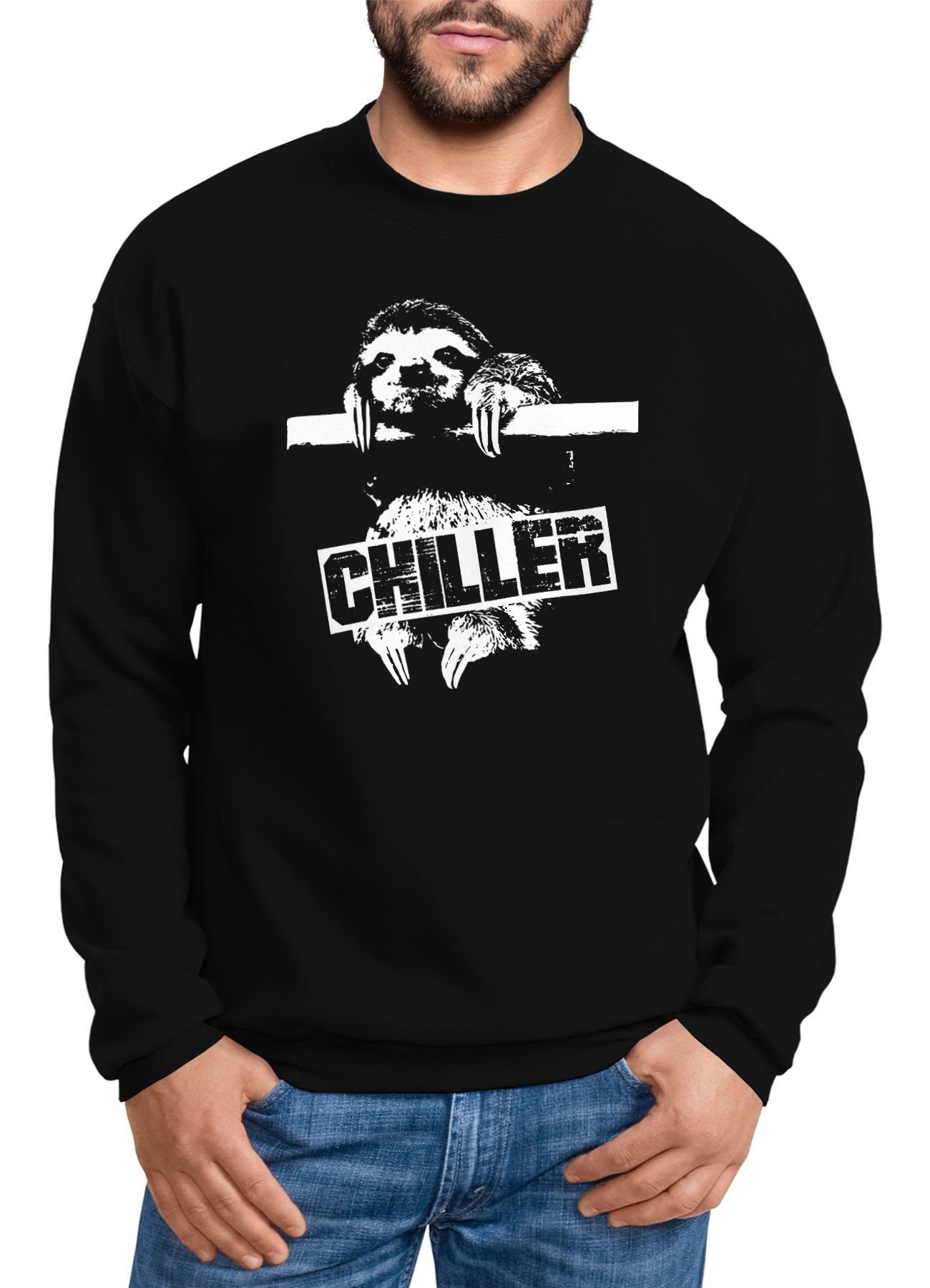 Sweatshirt Lustiges Herren Sweatshirt Faultier Born Chiller Pullover