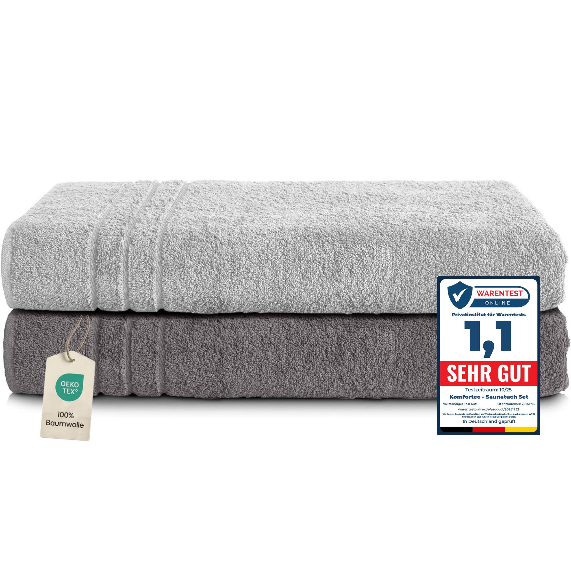 Komfortec Saunatuch Frotte aus 100% Baumwolle, Frottee (Packung, 2-St), 80x günstig online kaufen