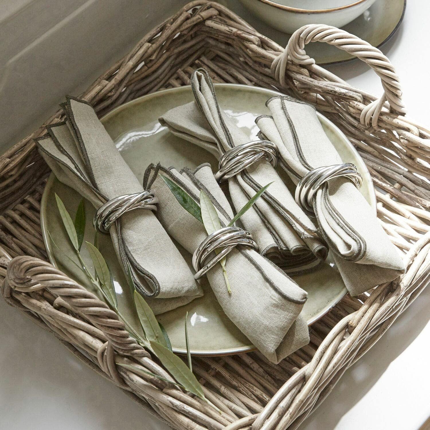 Mirabeau Serviettenring Serviettenring 4er Set Limche silber, Messing