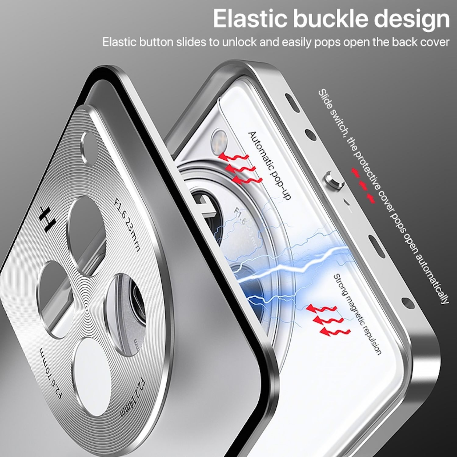 Wigento Handyhülle Für OnePlus 13 Snap Verschluss Metall Rahmen Mattierte Hülle Schwarz, Snap-Verschluss Metallrahmen-Hülle mit mattierter Rückseite