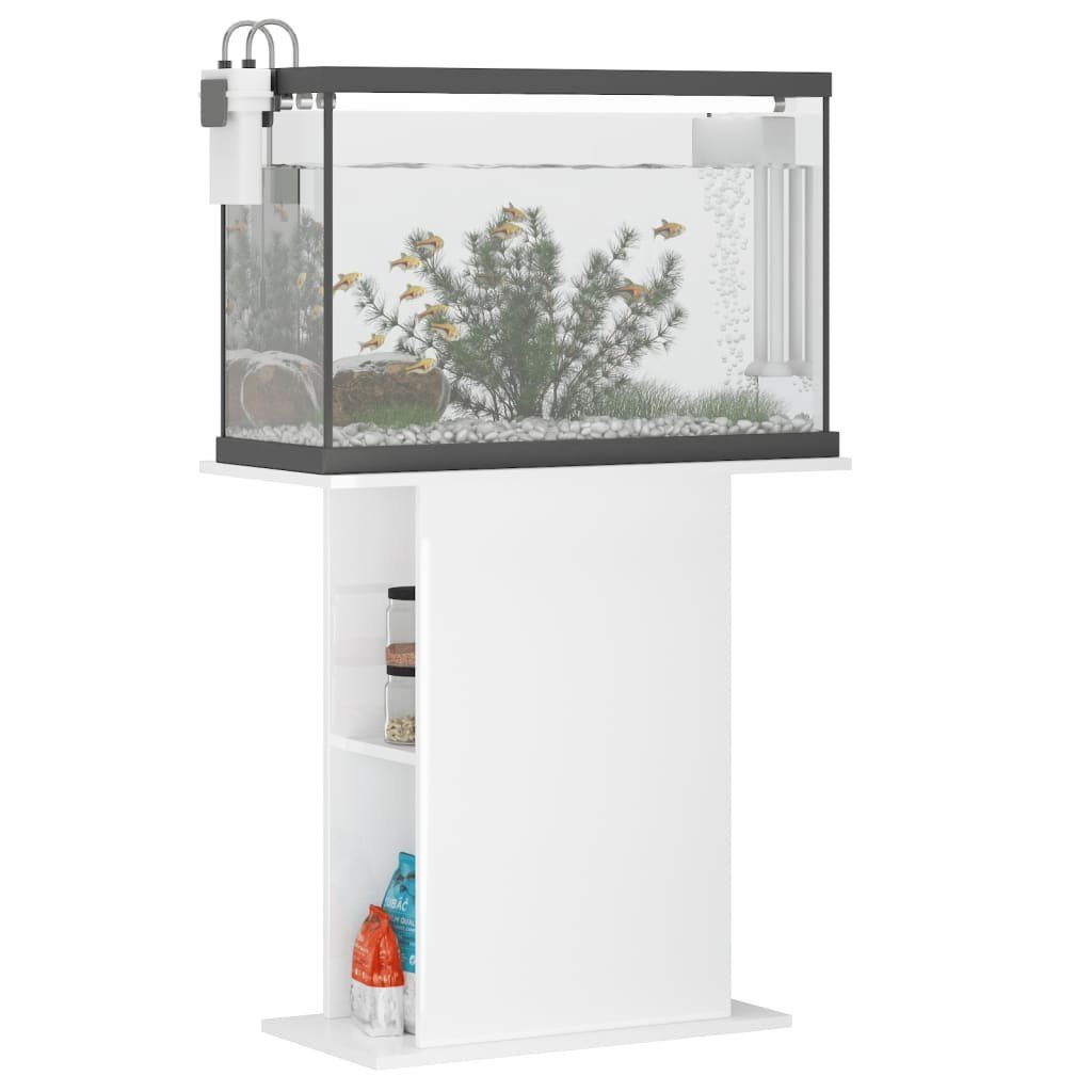 vidaXL Aquariumunterschrank Aquariumständer Hochglanz-Weiß 36x75x72,5 Un cm Aquarium Holzwerkstoff