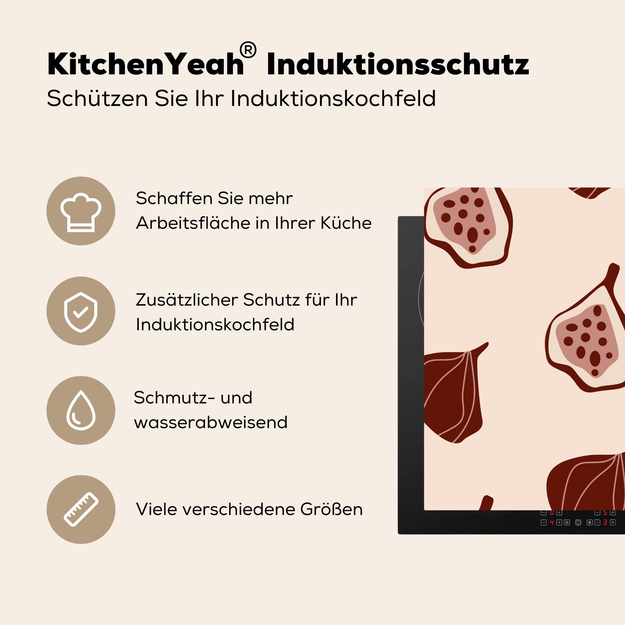MuchoWow Herdblende-/Abdeckplatte Sommer tlg), (1 78x78 - Obst Ceranfeldabdeckung, - cm, Muster, für Arbeitsplatte küche Vinyl