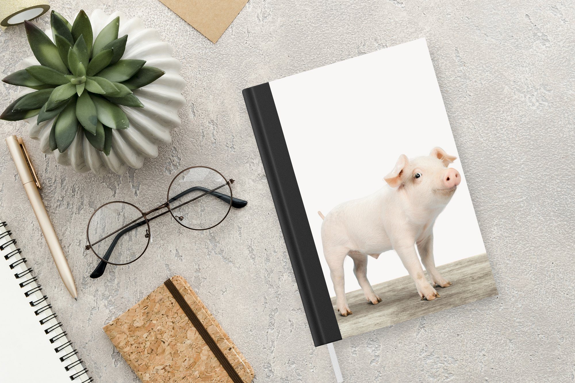 98 Journal, Ferkel Groß Tiere - Rosa - - MuchoWow Kinder, - - - Haushaltsbuch Jungen Seiten, Merkzettel, Mädchen Notizbuch A5, Notizheft, Tagebuch,