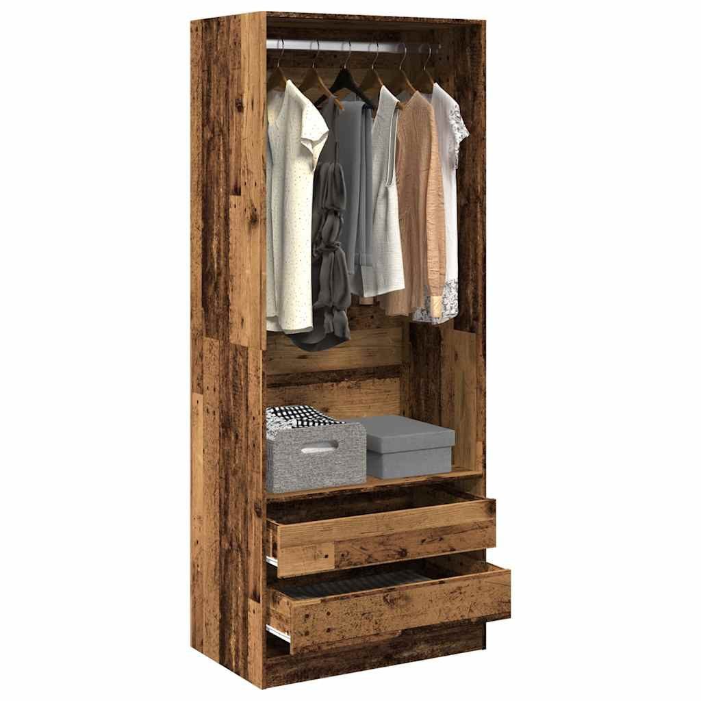 vidaXL Kleiderschrank Kleiderschrank Altholz-Optik 80x50x200 cm Holzwerkstoff (1-St)
