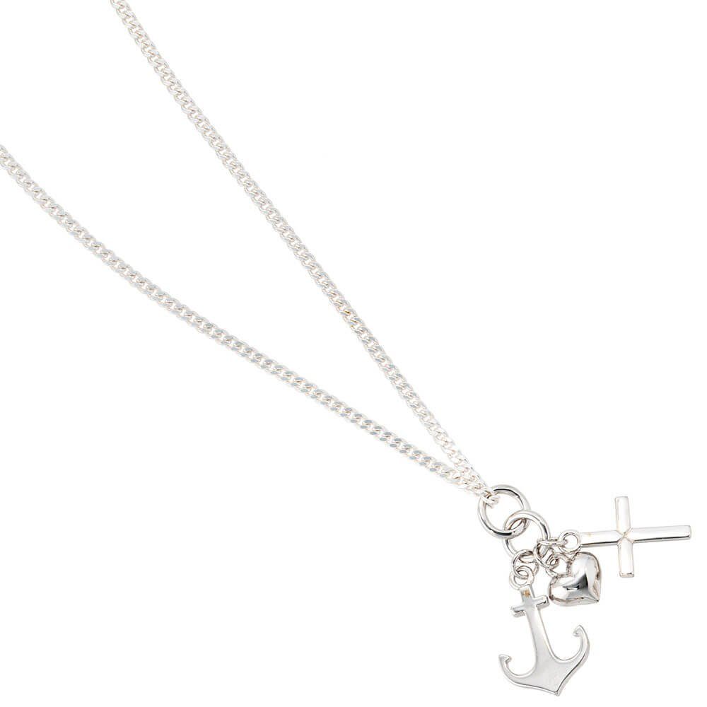 Schmuck Krone Kettenanhänger Anhänger, Glaube Liebe Hoffnung, 925 Silber, Silber 925