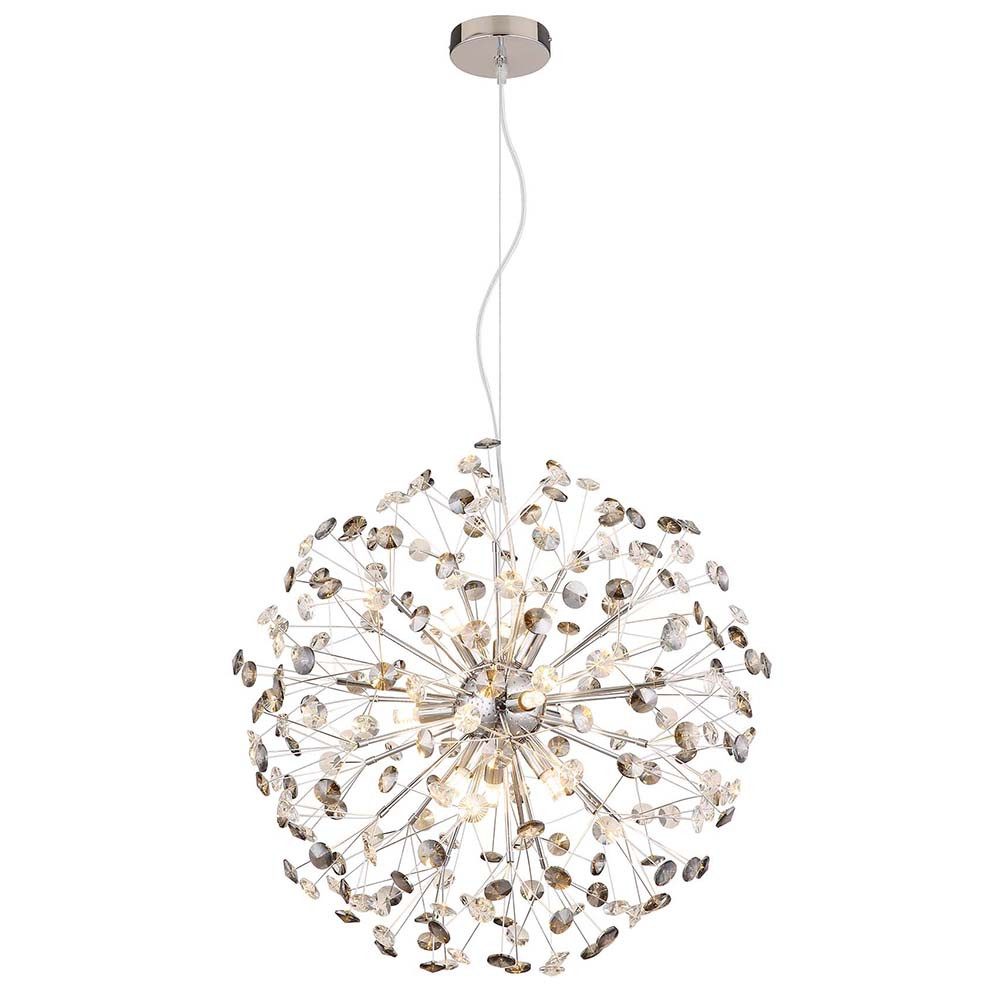 GLOBO LIGHTING LED-Hängeleuchte, Leuchtmittel inklusive, Warmweiß, Pendelleuchte Esszimmerlampe Hängeleuchte G9 LED Kristall rauch klar