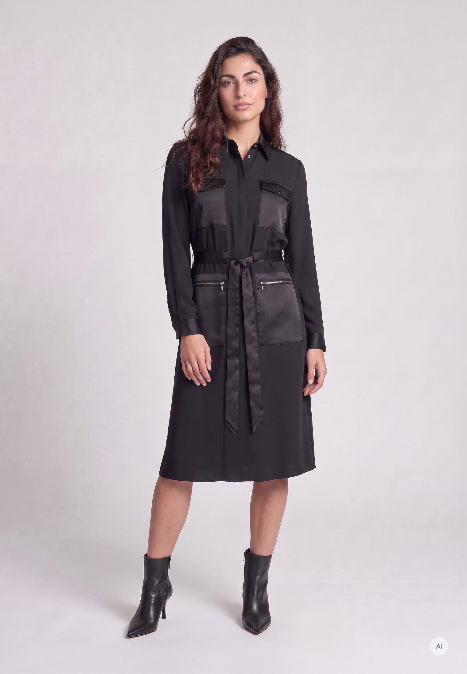 MARC AUREL Midikleid im Materialmix