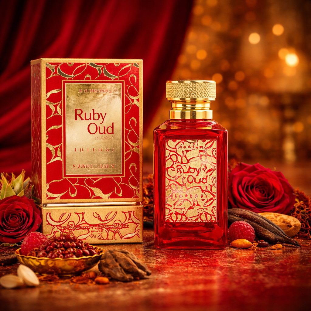 Attar & Co London Eau de Parfum Ruby Oud Classic & Intense Unisex, Rose, Safran, Geranie 100 ml, 1-tlg., Hergestellt in England, Exotisch Floriental, Süß Würzig Elegant