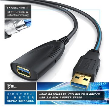 CSL Verlängerungskabel, USB 3.0 Typ A (500 cm), Aktives Repeater Kabel mit Signalverstärkung - 5m