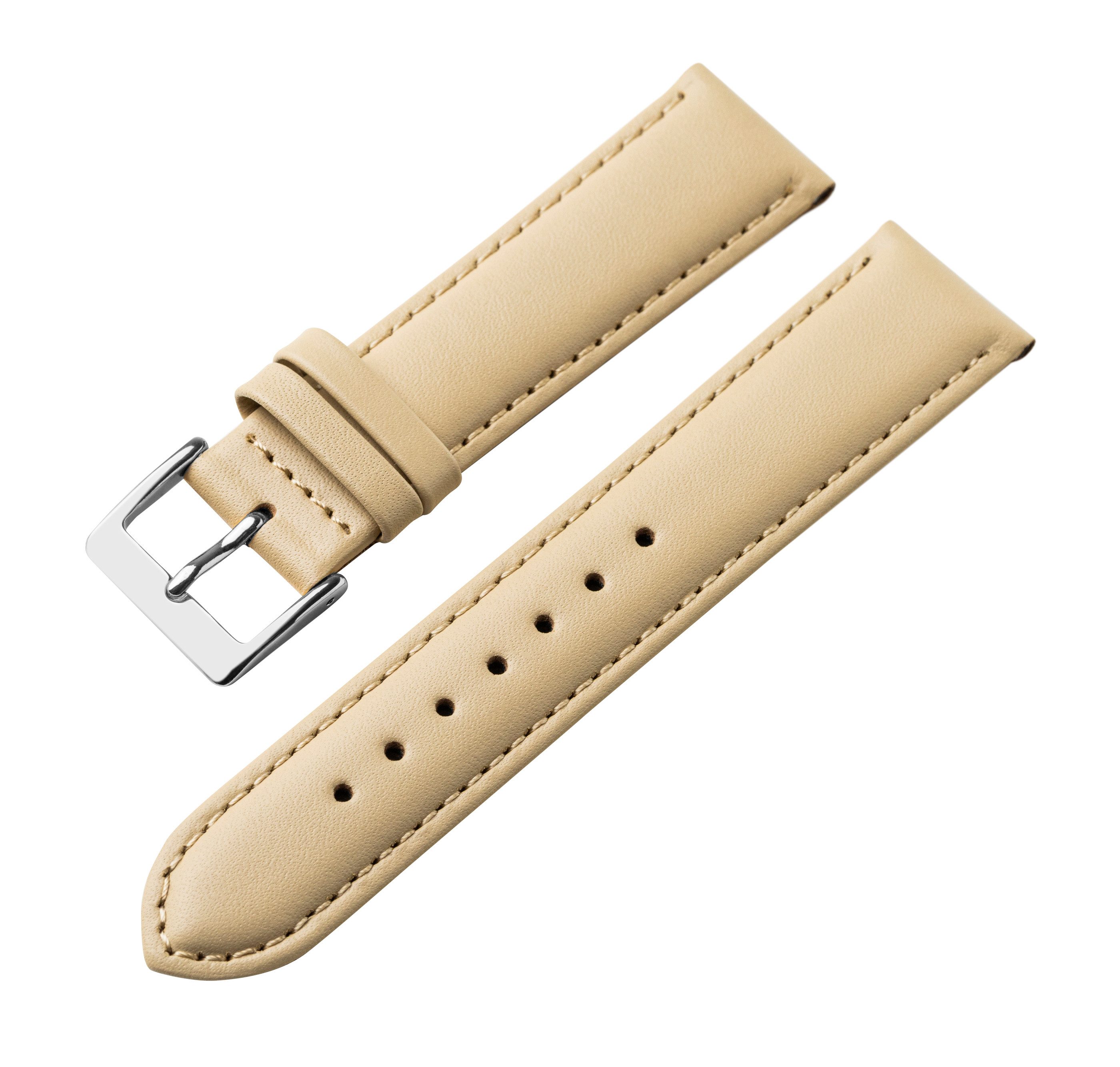 MARCHEL Uhrenarmband LLB-BE55 Beige, Hochwertiges Kalbsleder mit glatter Ob günstig online kaufen