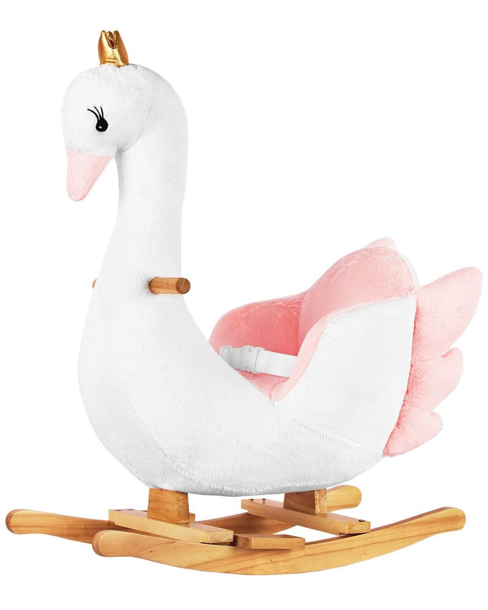Kikkaboo Schaukeltier Schwan, Plüsch, Holzgriffe, Holzkufen, Rückenlehne, ab 12 Monate, bis 30 kg