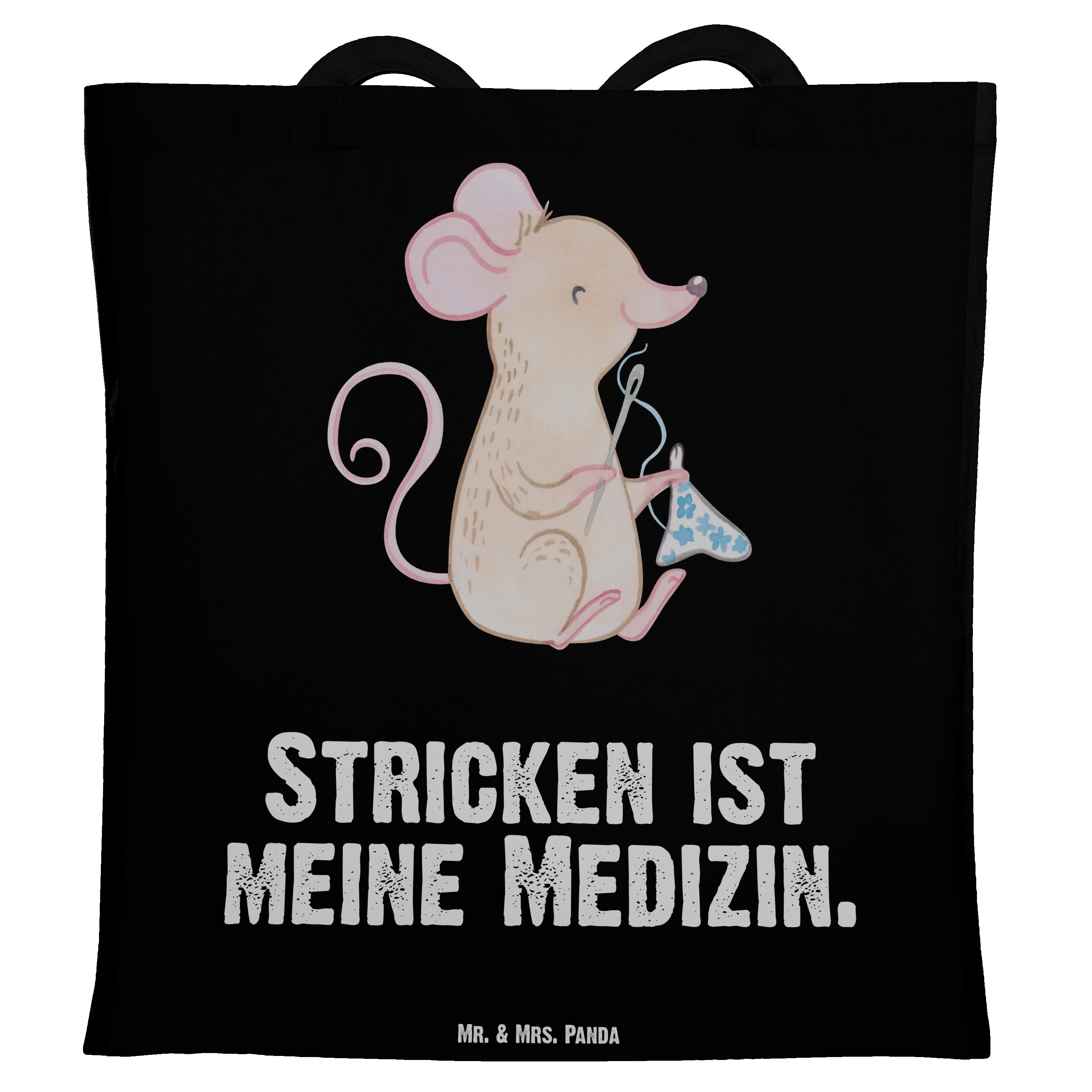 Mr. & Mrs. Panda Tragetasche Maus Stricken Medizin - Schwarz - Geschenk, Jutebeutel, Sportler, Beu (1-tlg) | Canvas-Taschen