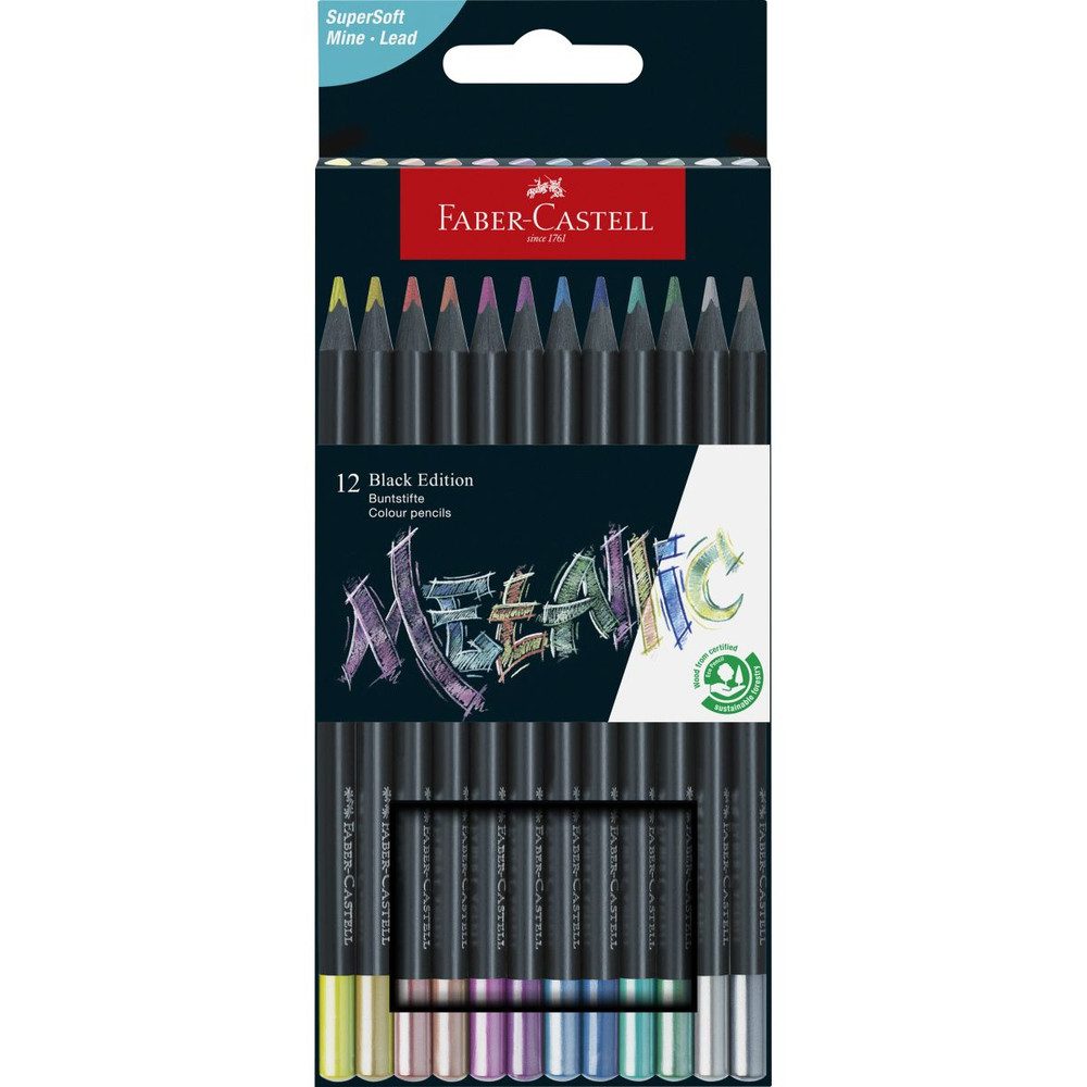 Eberhard Faber Buntstift Buntstifte Set - Black Edition - Metallic -12-teilig, (12-tlg)