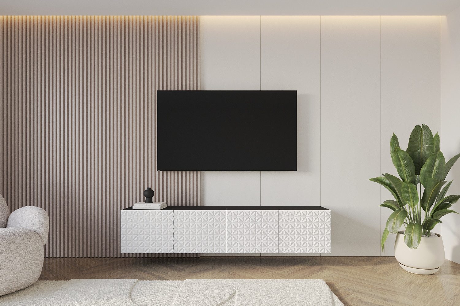ALTDECOR Lowboard VIRA (2 St., TV-Schrank, TV Möbel, TV Cabinet, Fernsehtisch hängend 2x100cm), Fernseher schrank, TV Kommode, TV Tisch, TV Sideboard, TV Boar