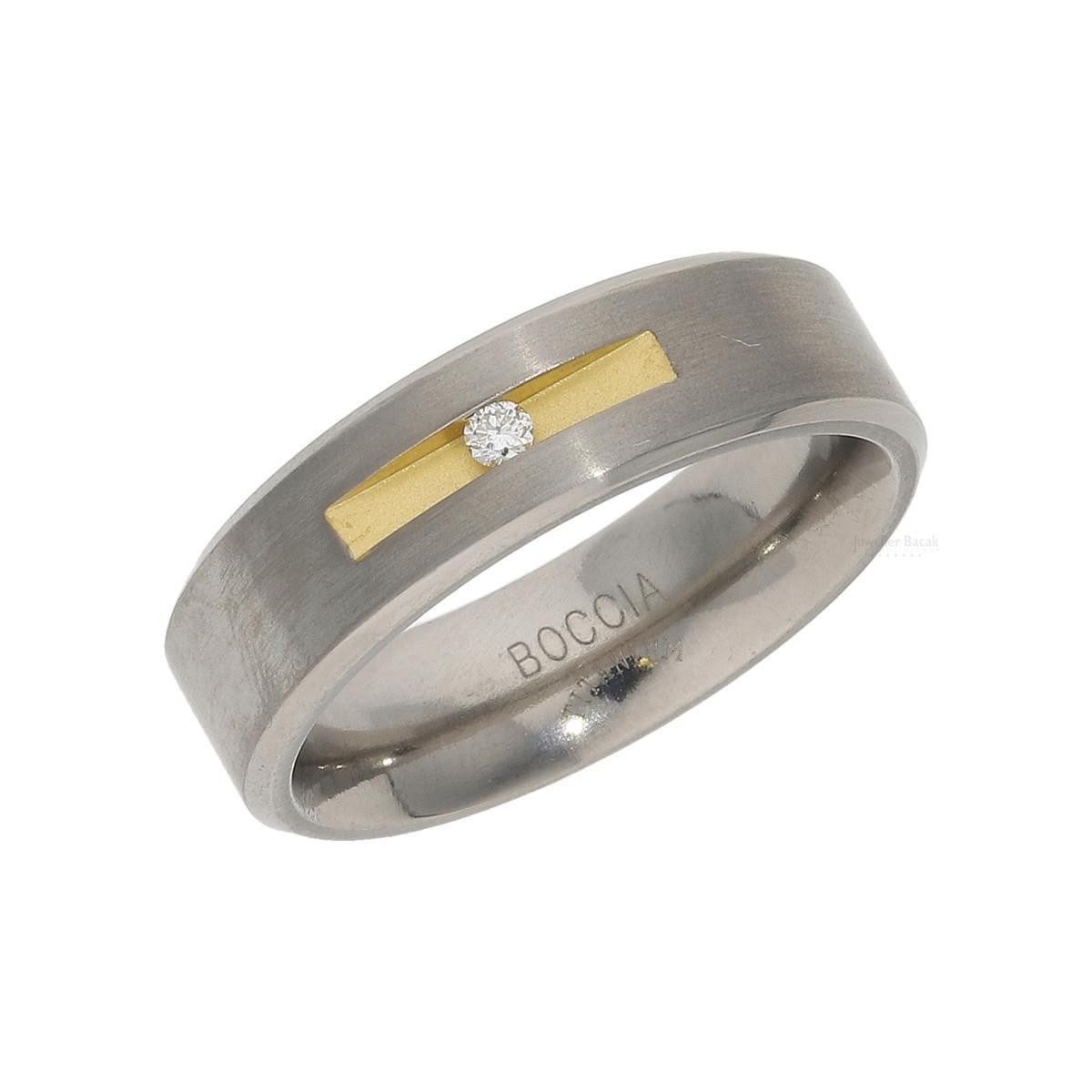 Boccia Fingerring Boccia Ring 0101-08 Titan, Gold plattiert, mit Brillant (kein Set, 1-tlg)