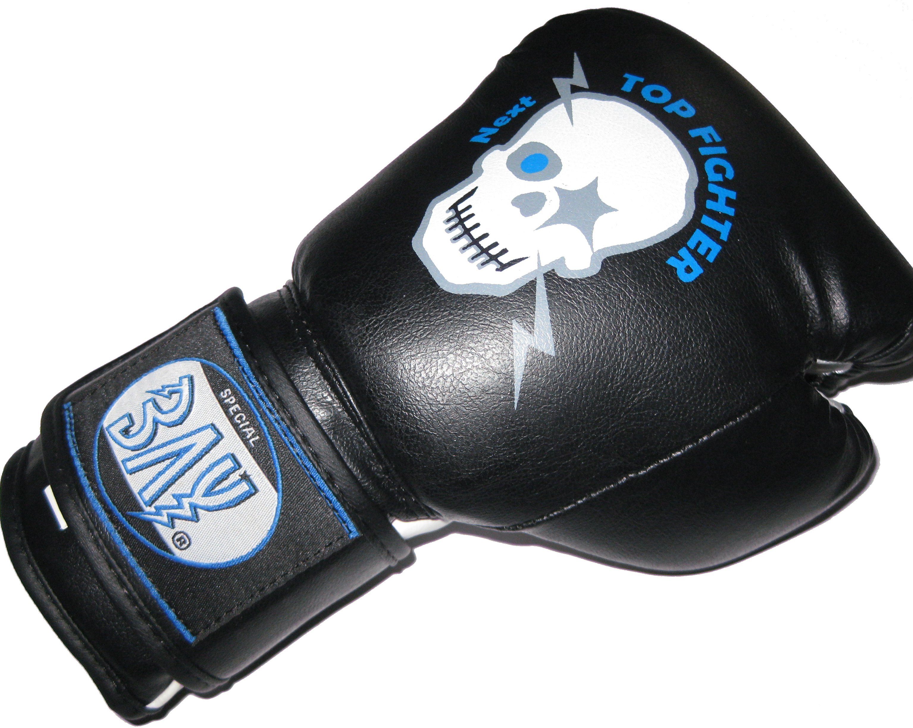 BAY-Sports Boxhandschuhe Skull Totenkopf Kinderboxhandschuhe Kids Kickboxen Thaiboxen Kids (Paar), 2, 4, 6, 8, 10 Unzen
