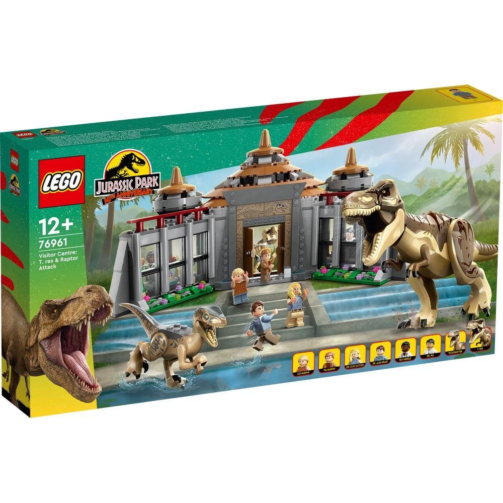 LEGO® Jurassic Park 76961 - Angriff des T.Rex + Raptors aufs Besucherzentrum Konstruktionsspielsteine, (693 St), Dinosaurier, Spielset für Kinder ab 12 Jahren