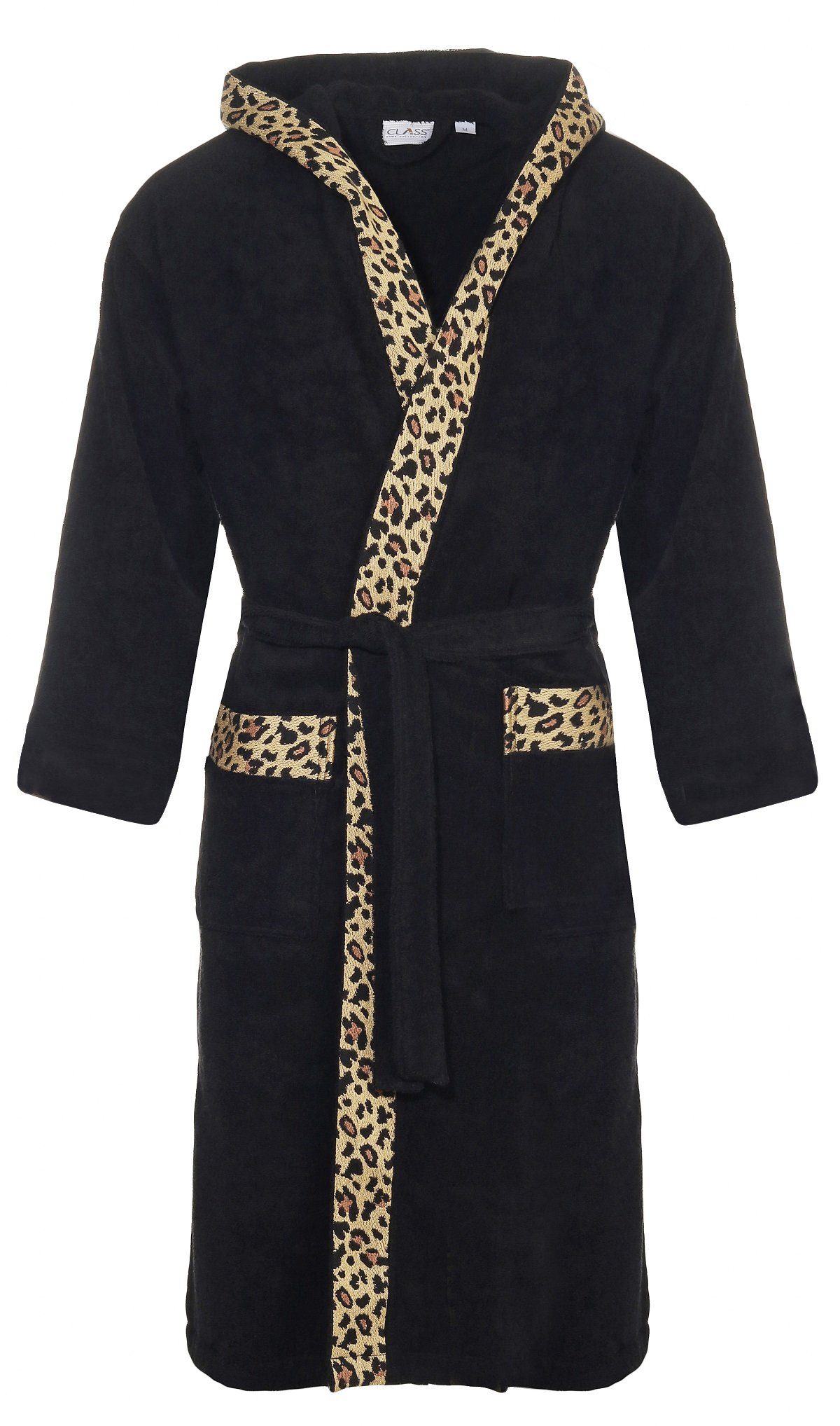 CLASS HOME COLLECTION Unisex-Bademantel Damen Herren Bademantel Morgenmantel Sauna Baumwolle Leopard Zebra, klassisch, 100% Baumwolle, Kapuze