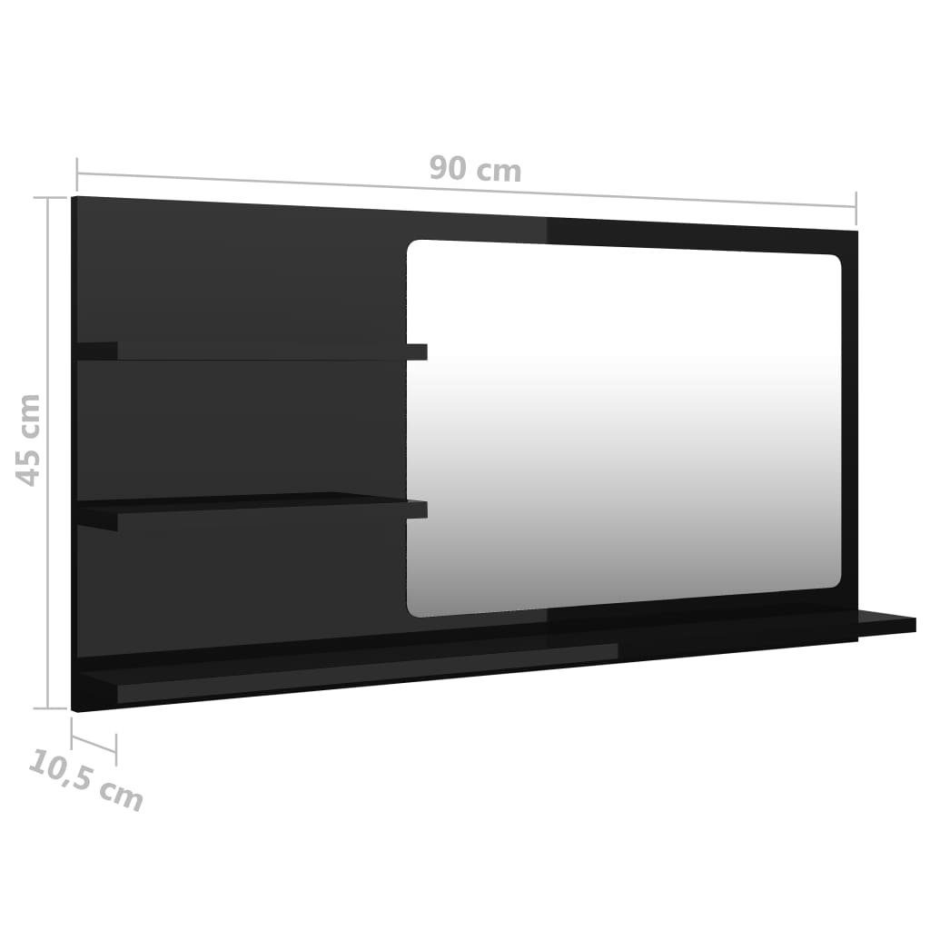 vidaXL Badezimmerspiegelschrank Badspiegel cm 90x10,5x45 Holzwerkstoff (1-St) Hochglanz-Schwarz