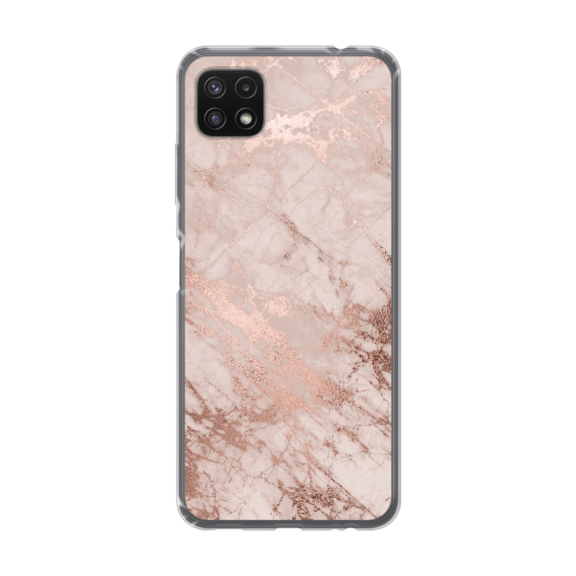 MuchoWow Handyhülle für Samsung Galaxy A22 5G Marmor - Rosa - Luxus - Marmoroptik - Glitze, Smartphone-Bumper, Print, Handy Schutzhülle Dünn