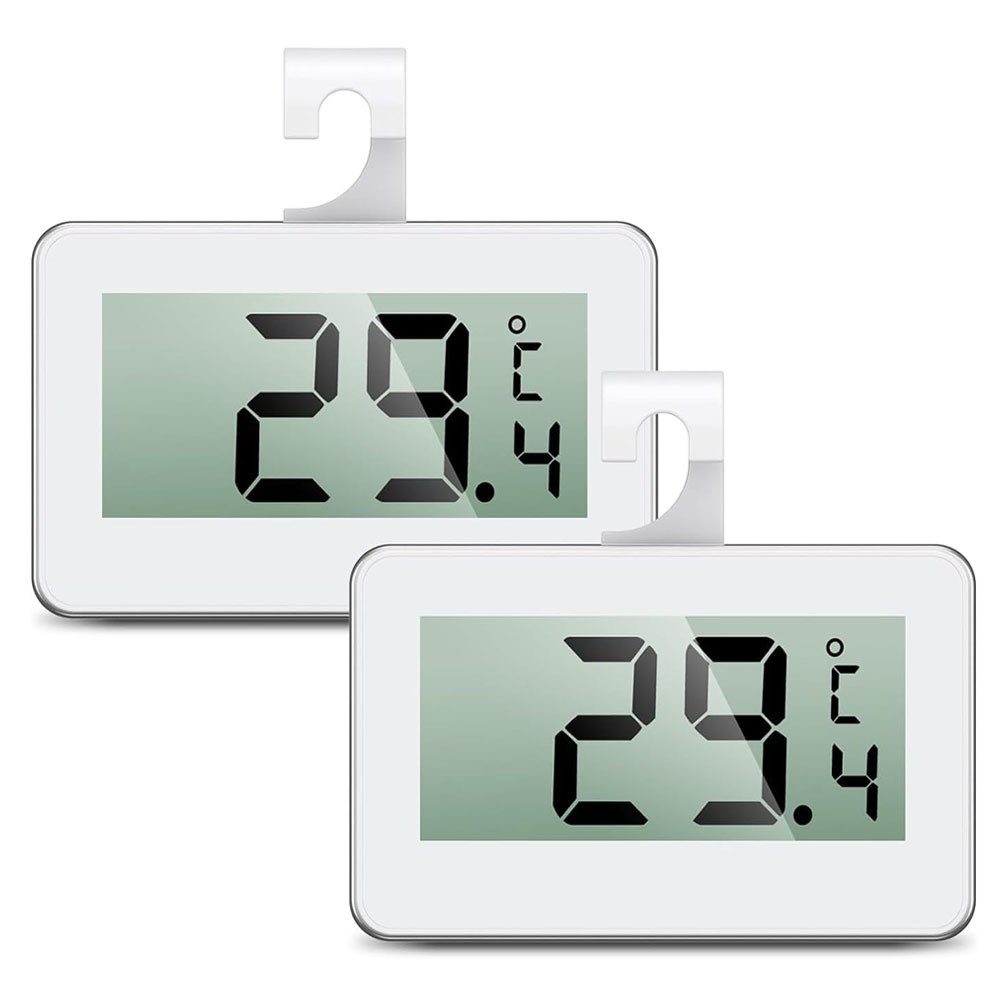TUWENA Kühlschrankthermometer Digitale Kühlschrankthermometer, 2 Stk Mini Gefrierschrank Thermometer, 2-tlg., Refrigerator Thermometer, LCD-Anzeige,für Küche/Restaurants/Bars/Cafés