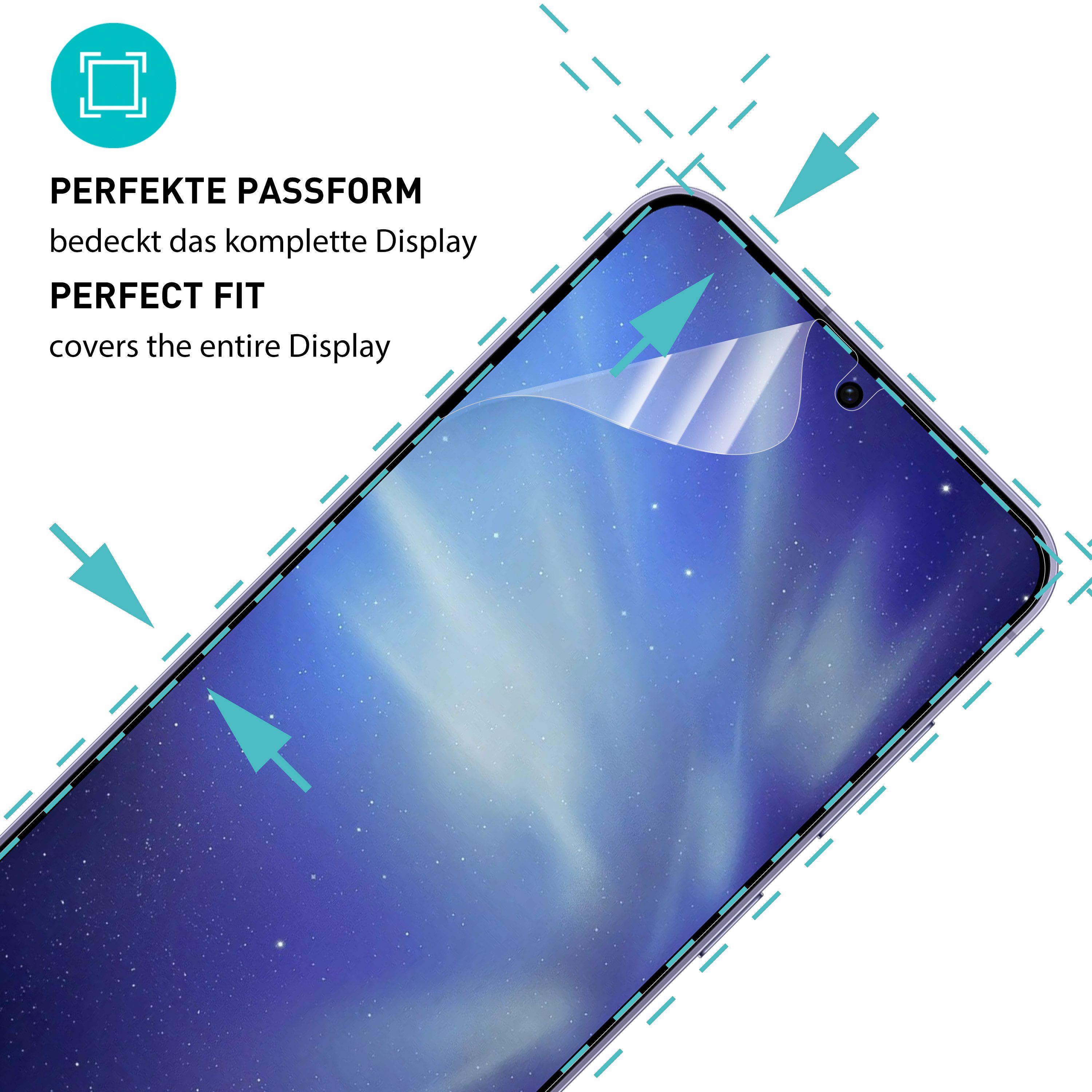 smartect Displayschutzfolie TPU Schutzfolie 2 + 2 Stück für Samsung Galaxy S25 (Display + Kamera) für Samsung Galaxy S25, Set, 2 Stück, Ultra-klar, Kratzfest, B – Bild 2 von 5