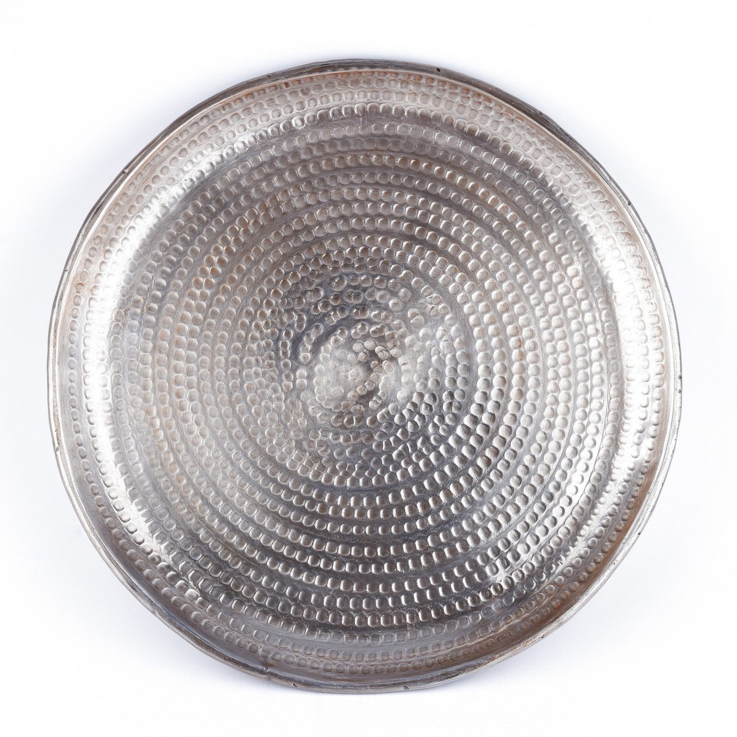 Marrakesch Orient & Mediterran Interior Dekotablett Orientalische Deko Serviertablett Imera aus Aluminium in Silber 30 cm (1 St), Handarbeit