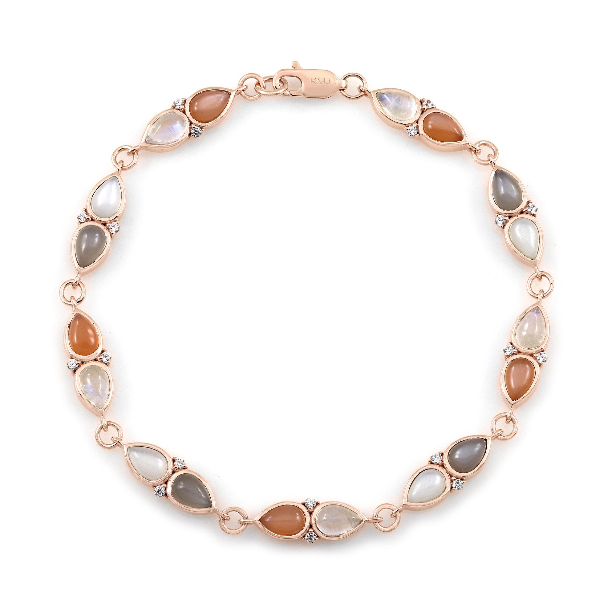 Cavill Silberarmband Mondstein Armband 8,42 ct, 925 Silber rosévergoldet mit Zirkonia (1-tlg)