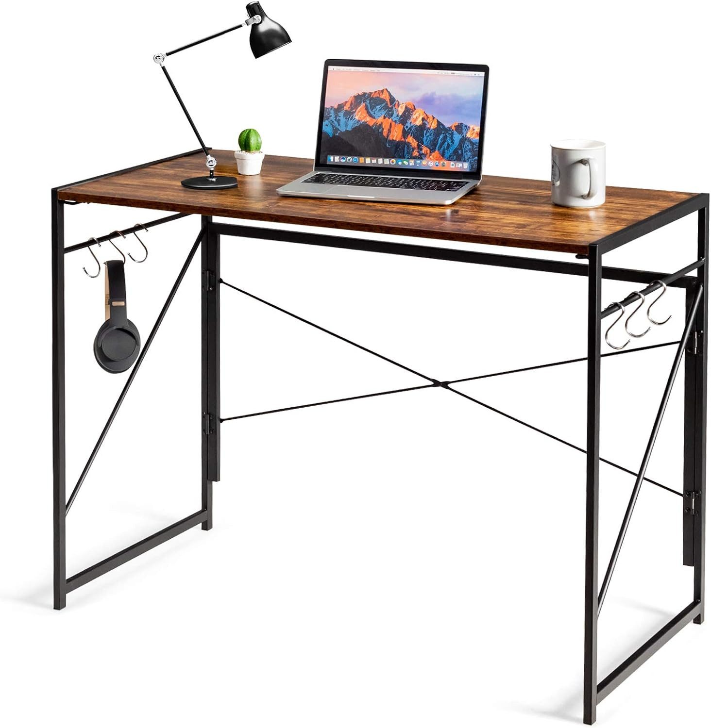 KOMFOTTEU Schreibtisch Computertisch, Bürotisch Arbeitstisch klappbar, 100x50x75cm