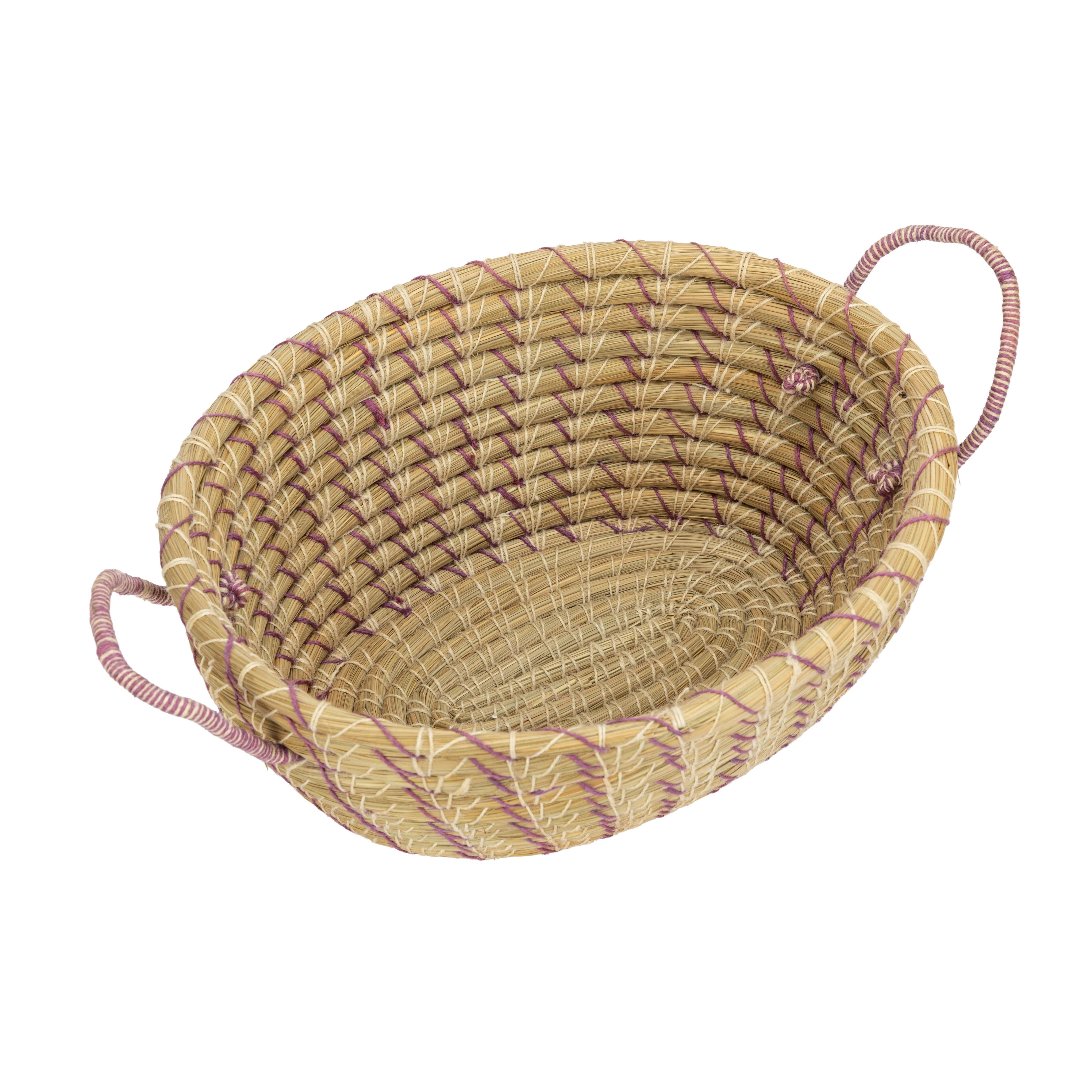 El Puente Aufbewahrungskorb "Lila Wolke" Kleiner Ovaler Korb mit Henkeln, Handmade, Handmade