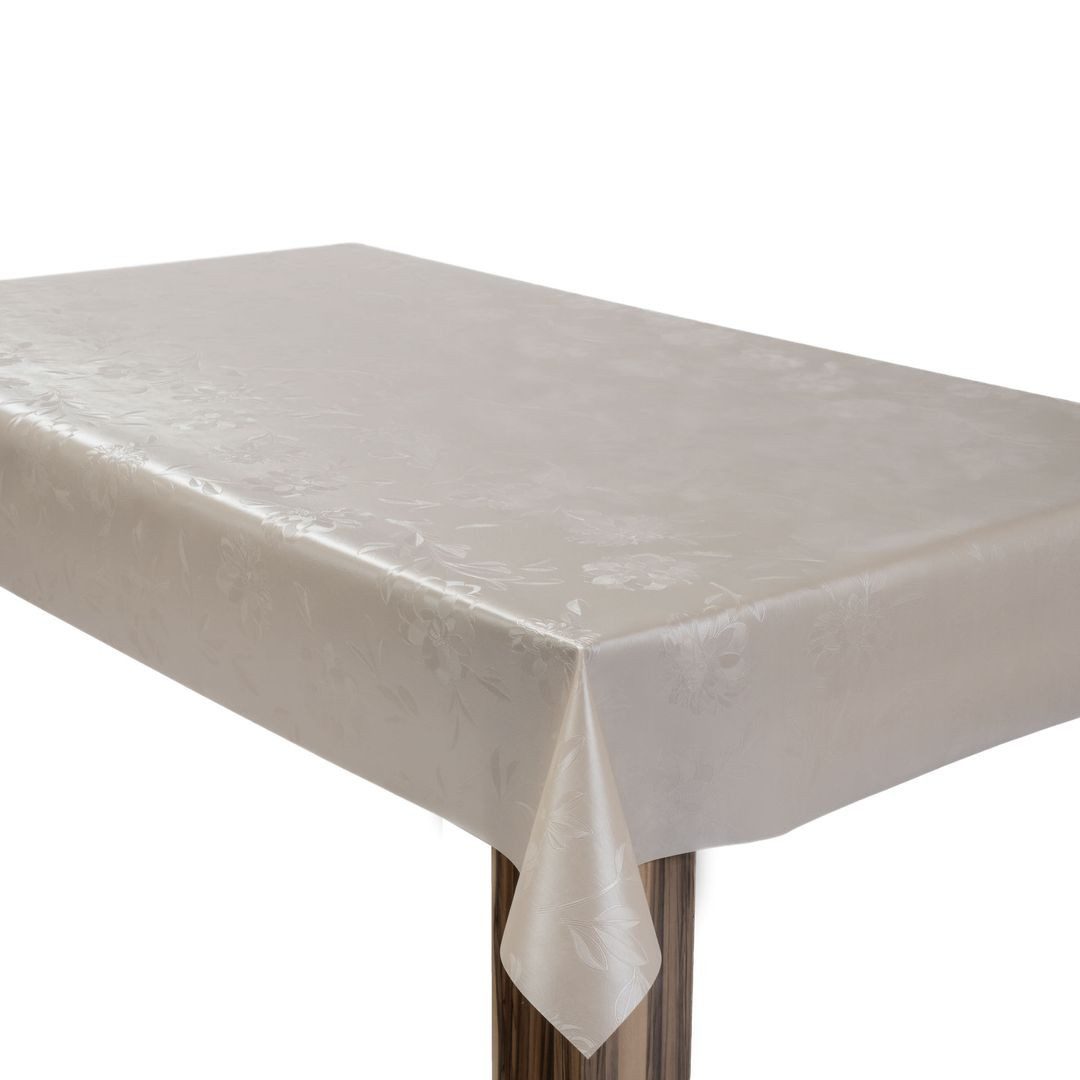 laro Tischdecke Wachstuchtischdecke Champagner Floral Design PVC Eckig
