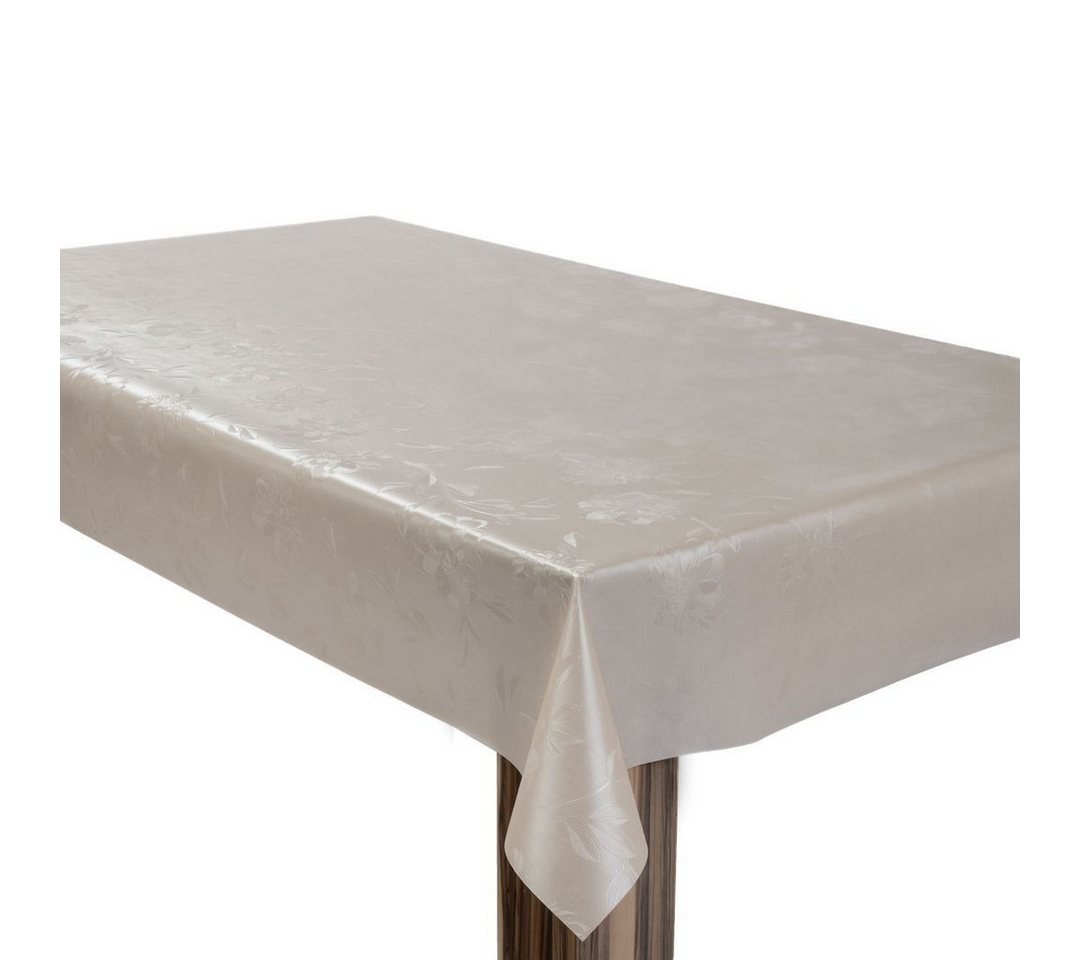 laro Tischdecke Wachstuchtischdecke Champagner Floral Design PVC Eckig