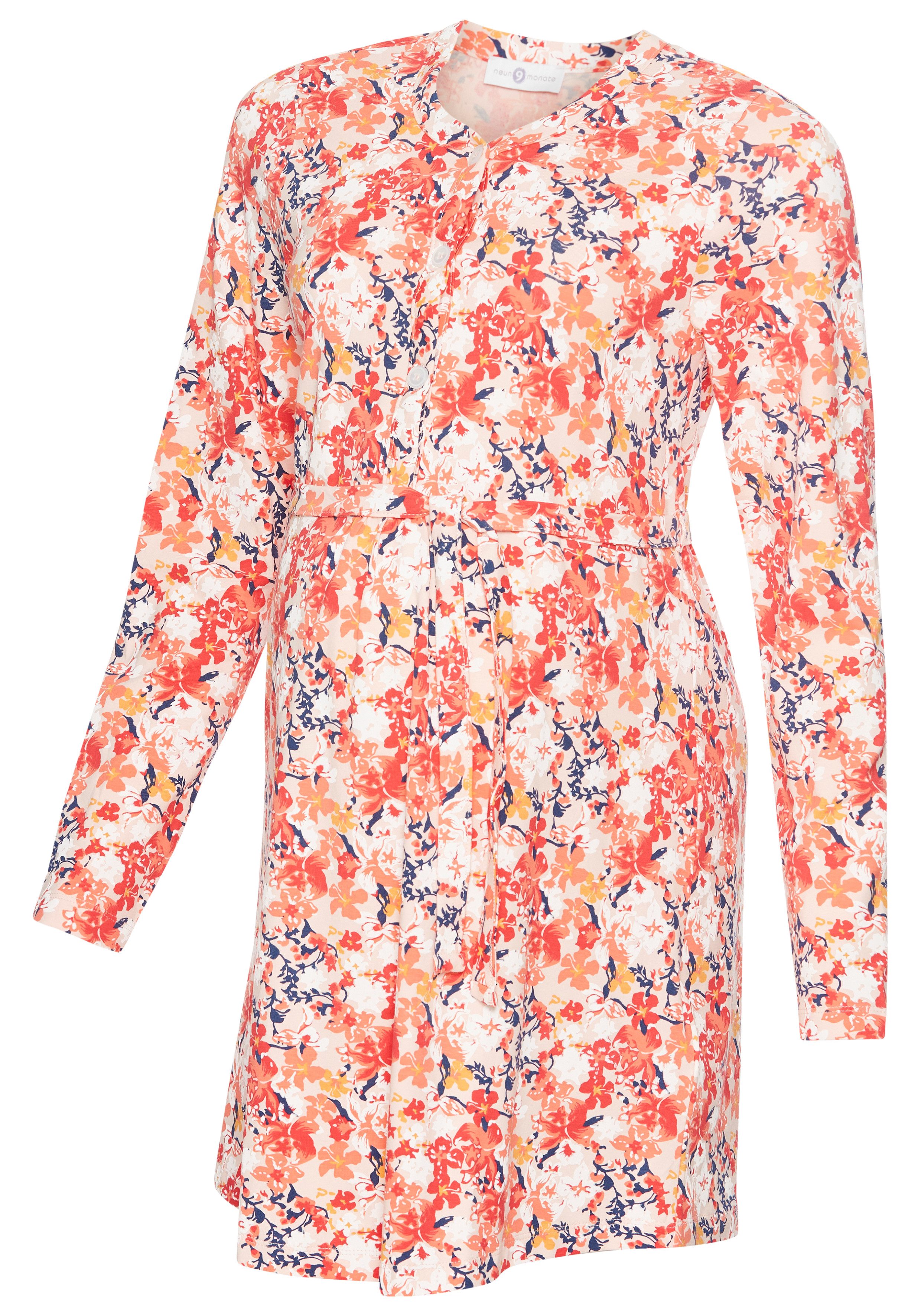 Neun Monate Umstandskleid Kurzes Schwangerschafts-Kleid mit Knopfleiste, Minikleid Shirtkleid mit tiefer Knopfleiste, ideal zum Stillen – Bild 5 von 5
