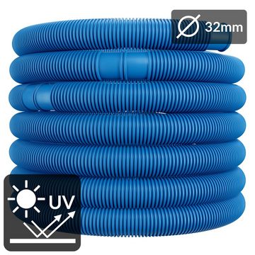 monzana Poolschlauch, 6m Ø 32mm blau flexibel mit Muffen Schwimmbadschlauch Pumpenschlauch